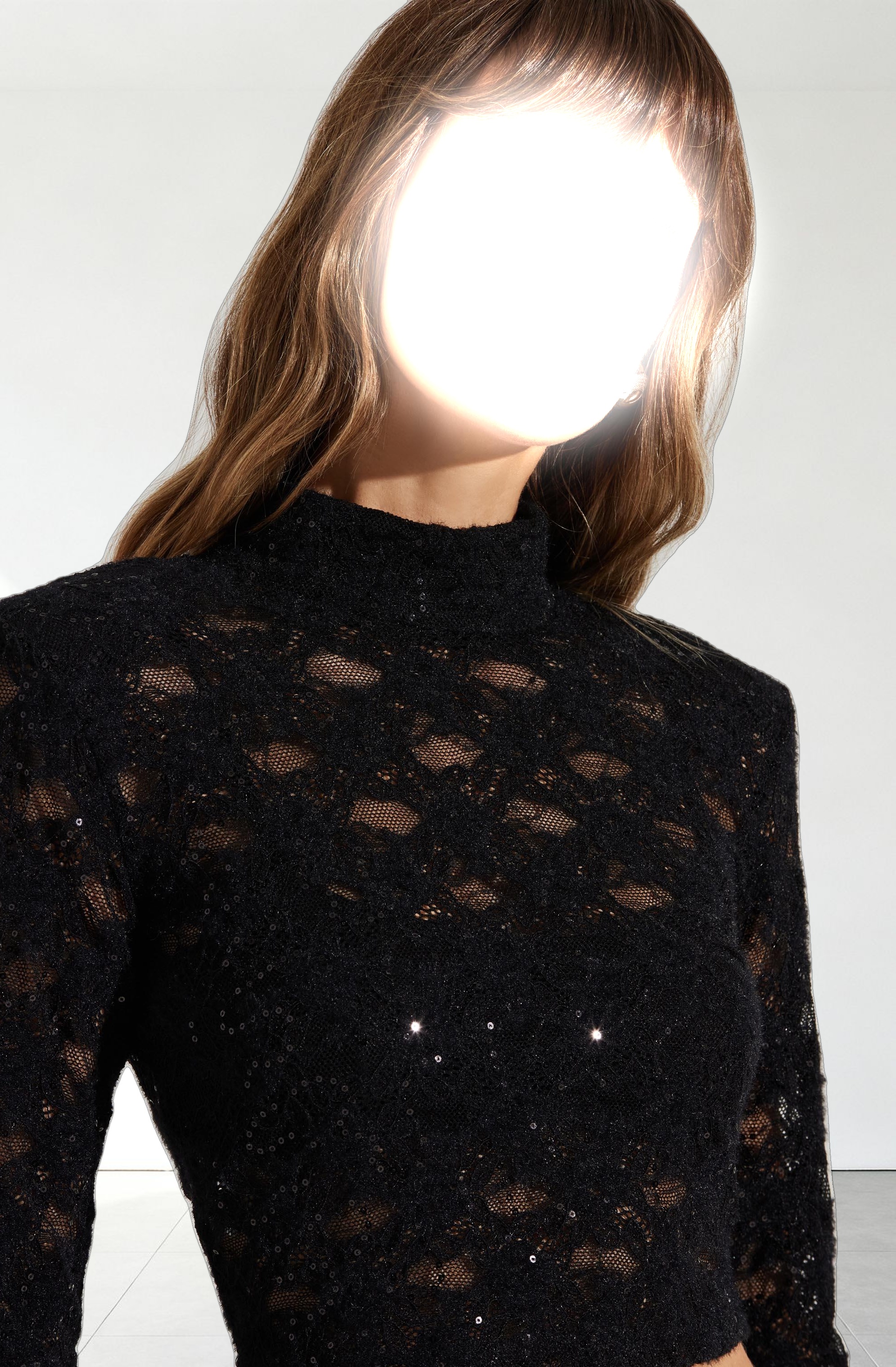 Roux Sequin Lace Crop Top