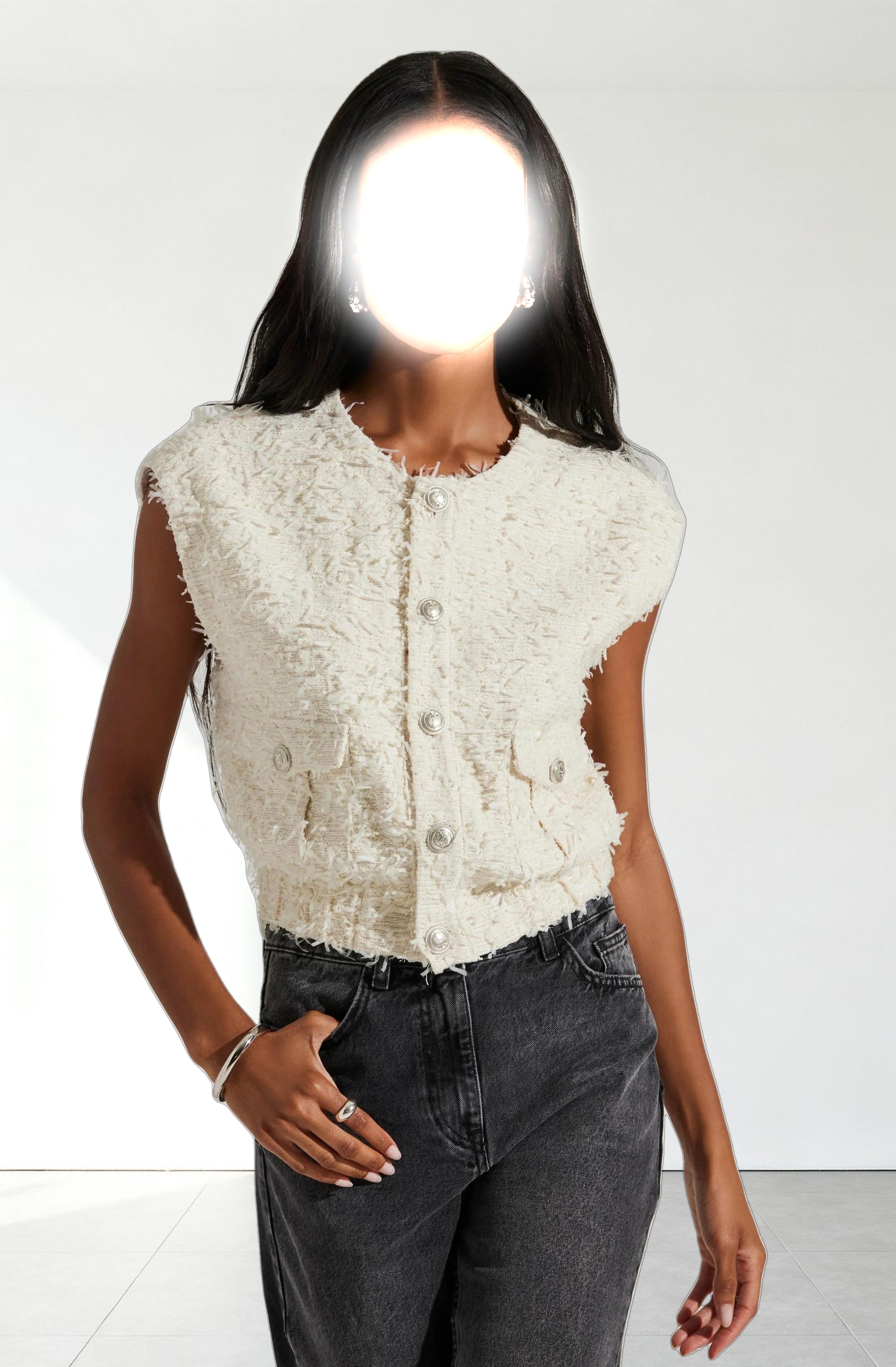 Pedrine Textured Tweed Vest