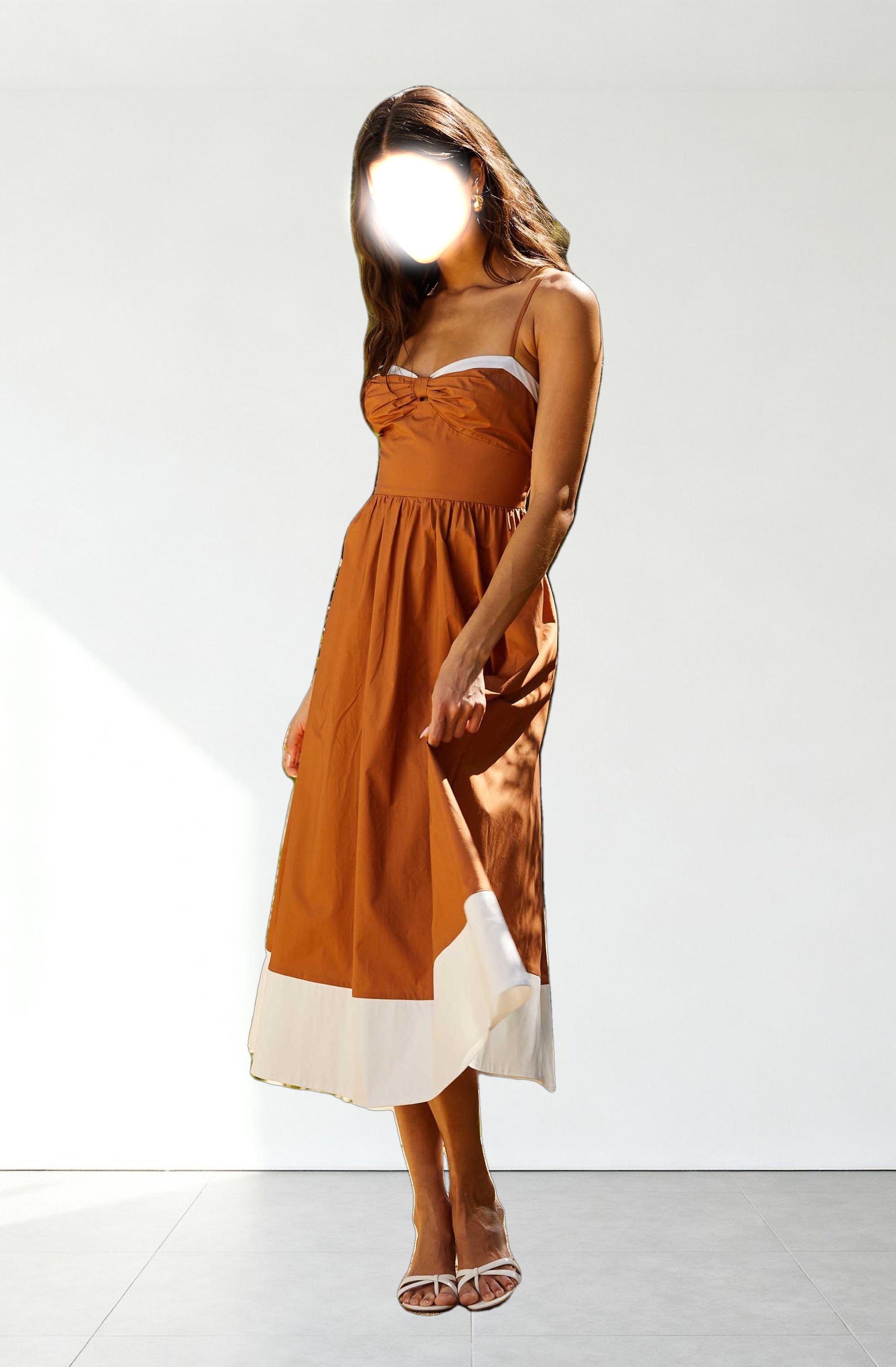 Contrast Sweetheart Midi Dress