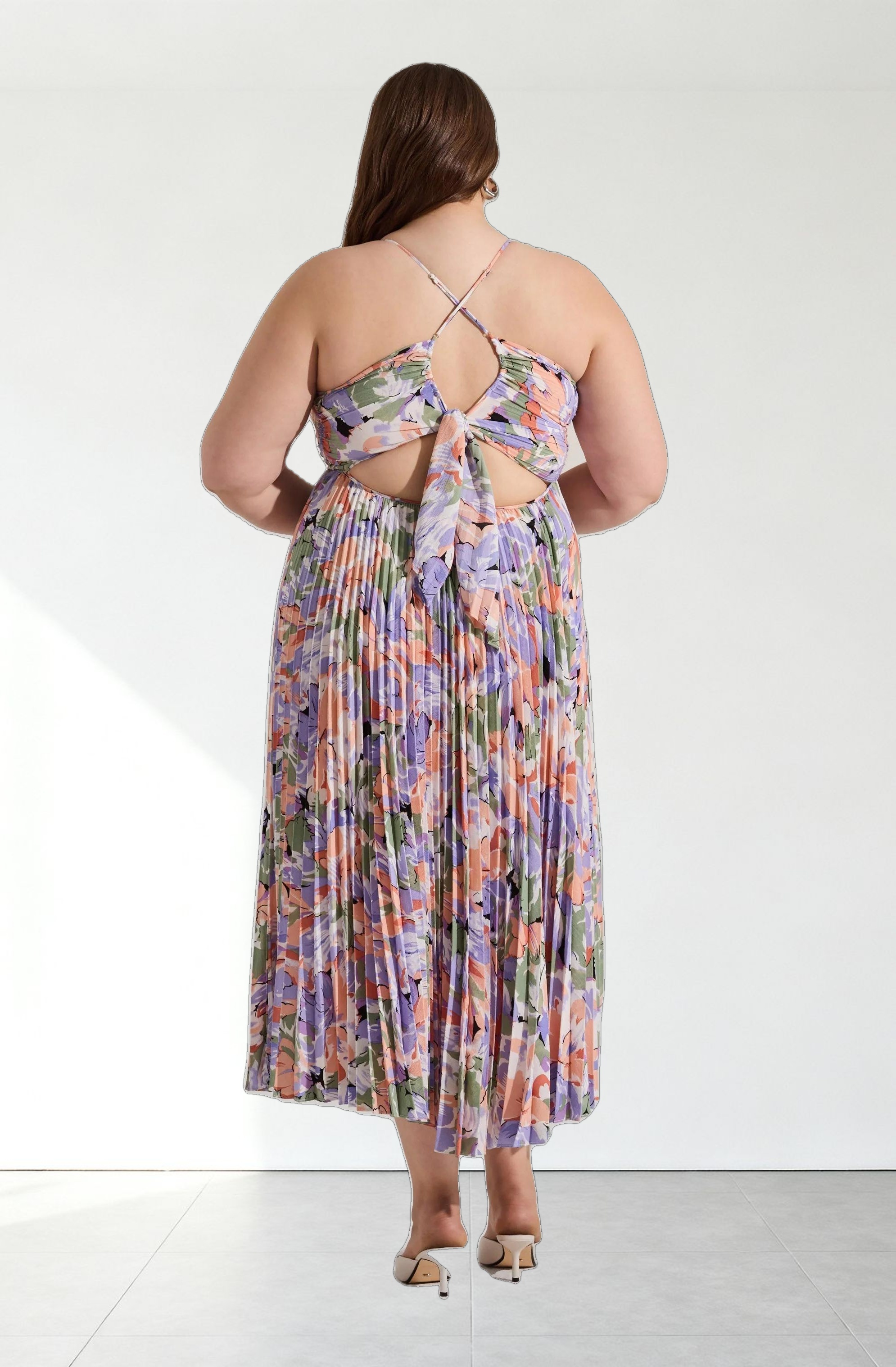 Blythe Floral Plisse Midi Dress