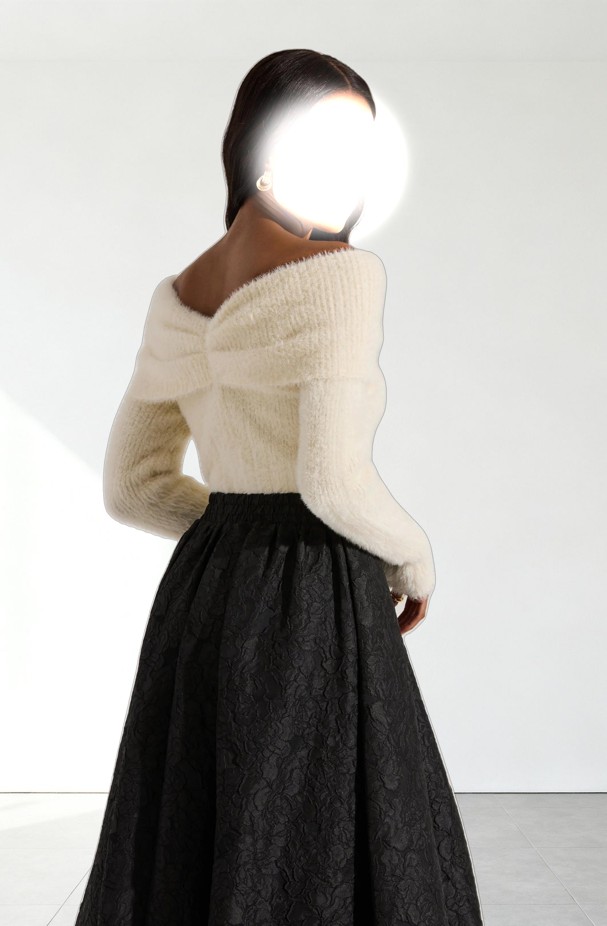 Fuzzy Knit Off Shoulder Sweater