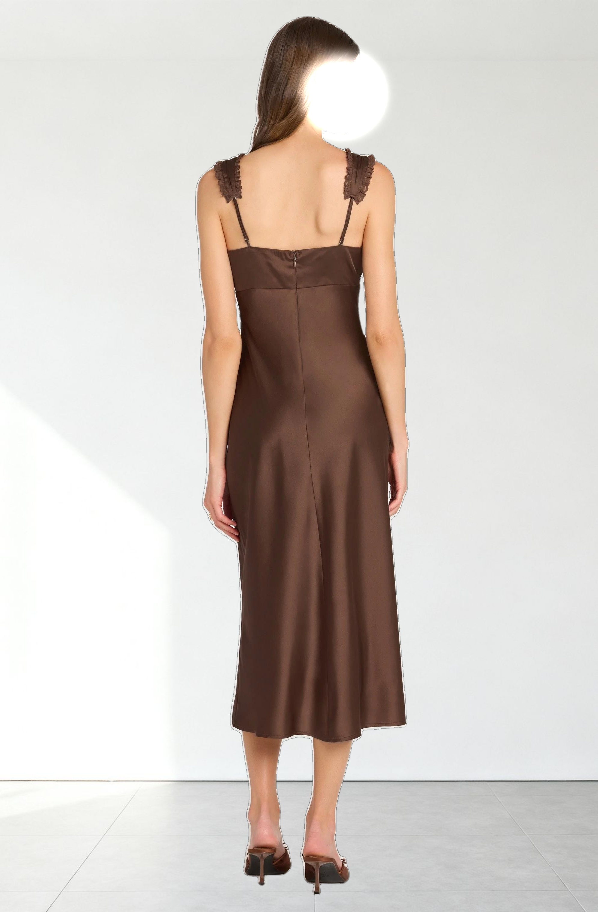 Lace Trim Satin Slip Dress