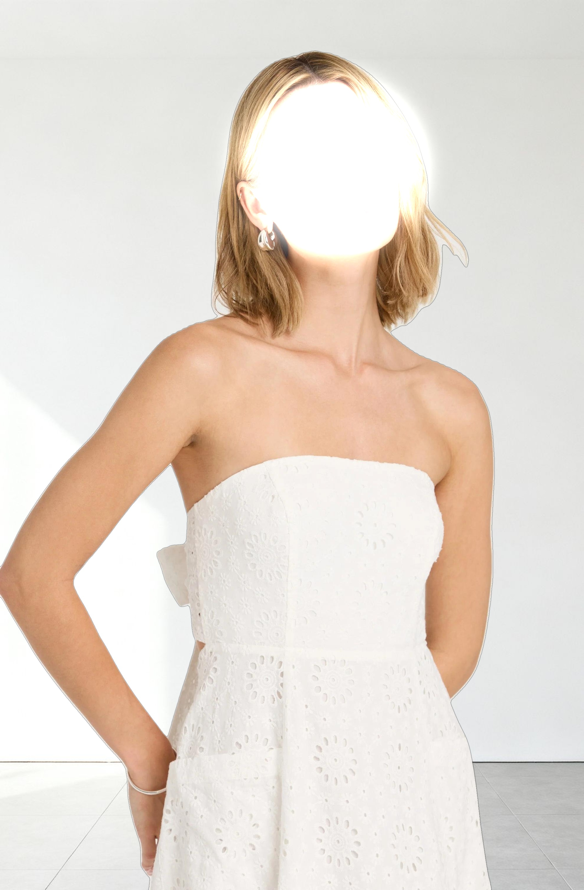 Eyelet Strapless Midi Dress