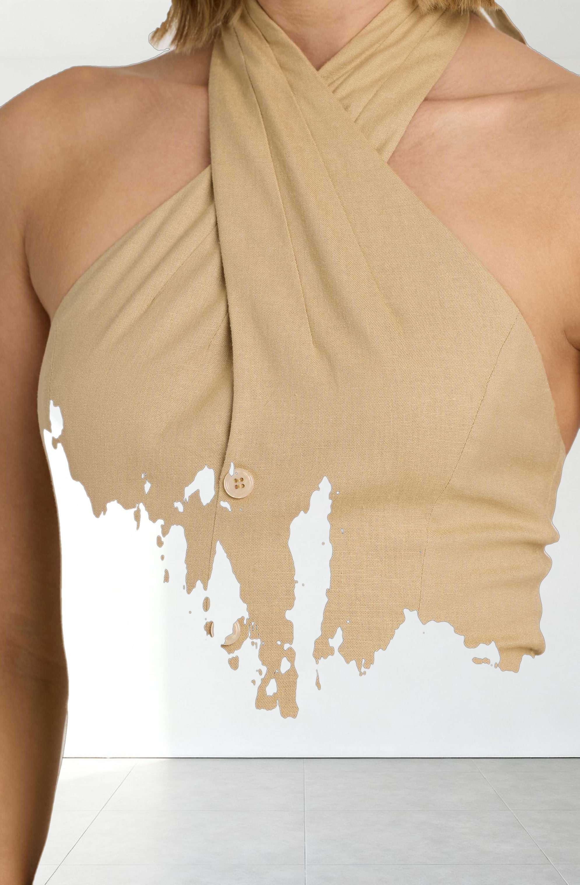 Yaritza Crossover Linen Blend Vest