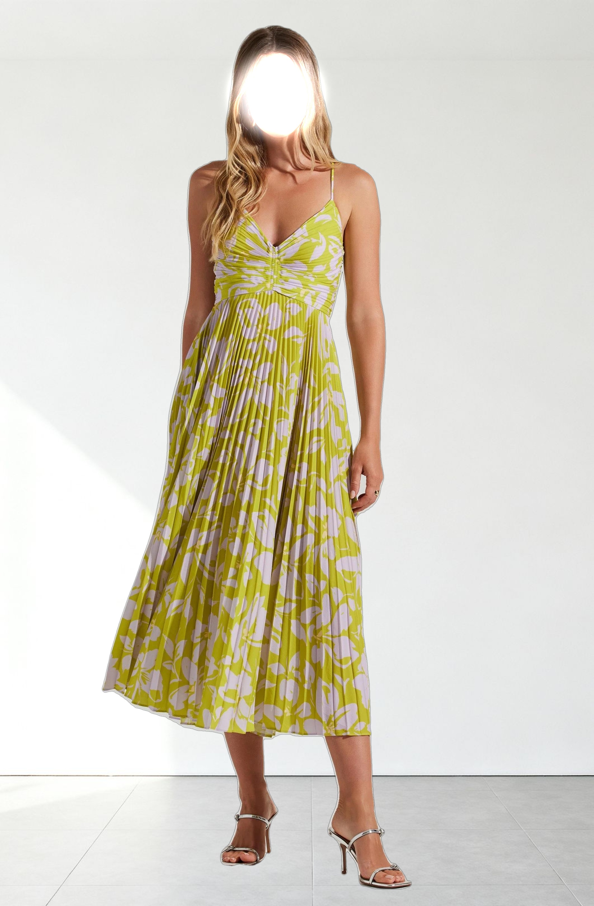 Blythe Floral Plisse Midi Dress