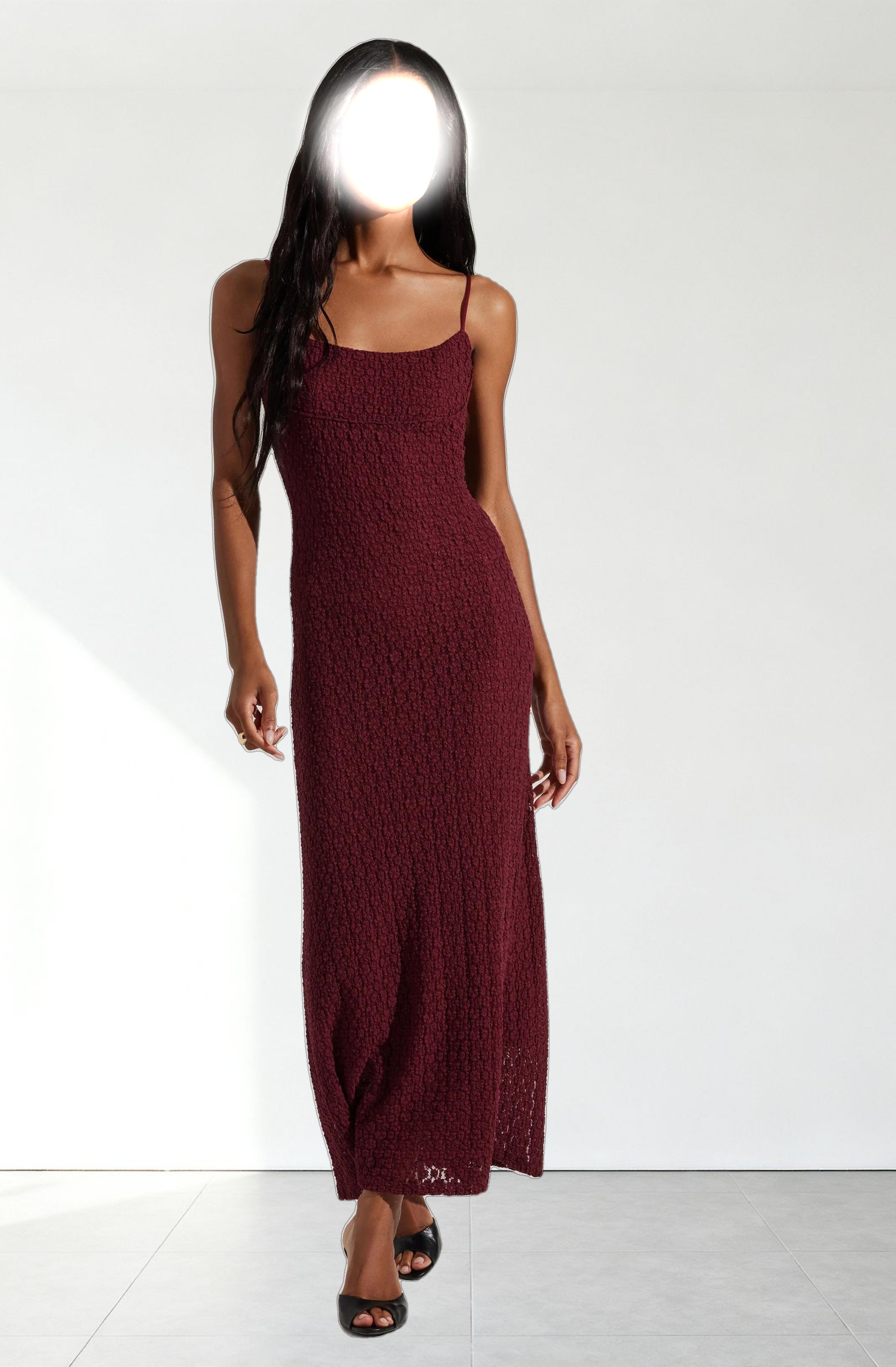 Renaisse Textured Maxi Dress