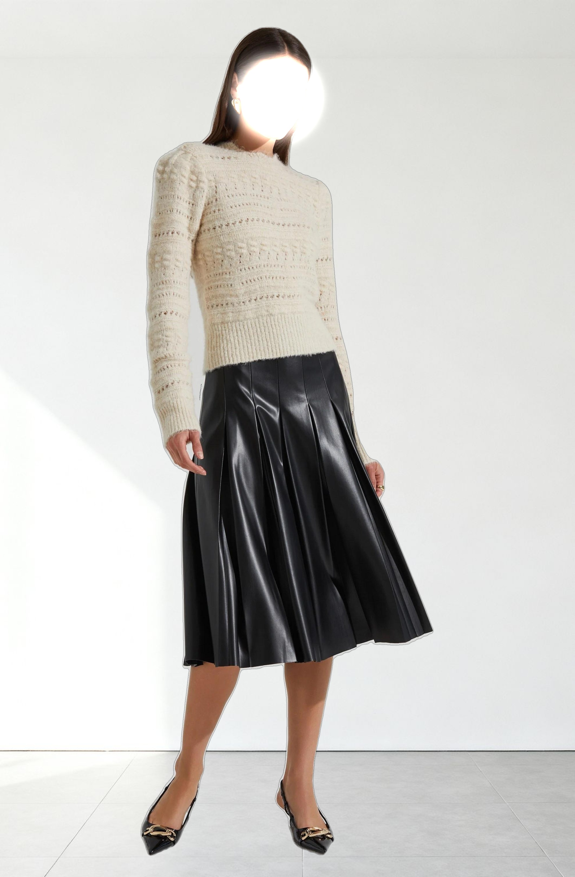 Vena Pleated Faux Leather Skirt