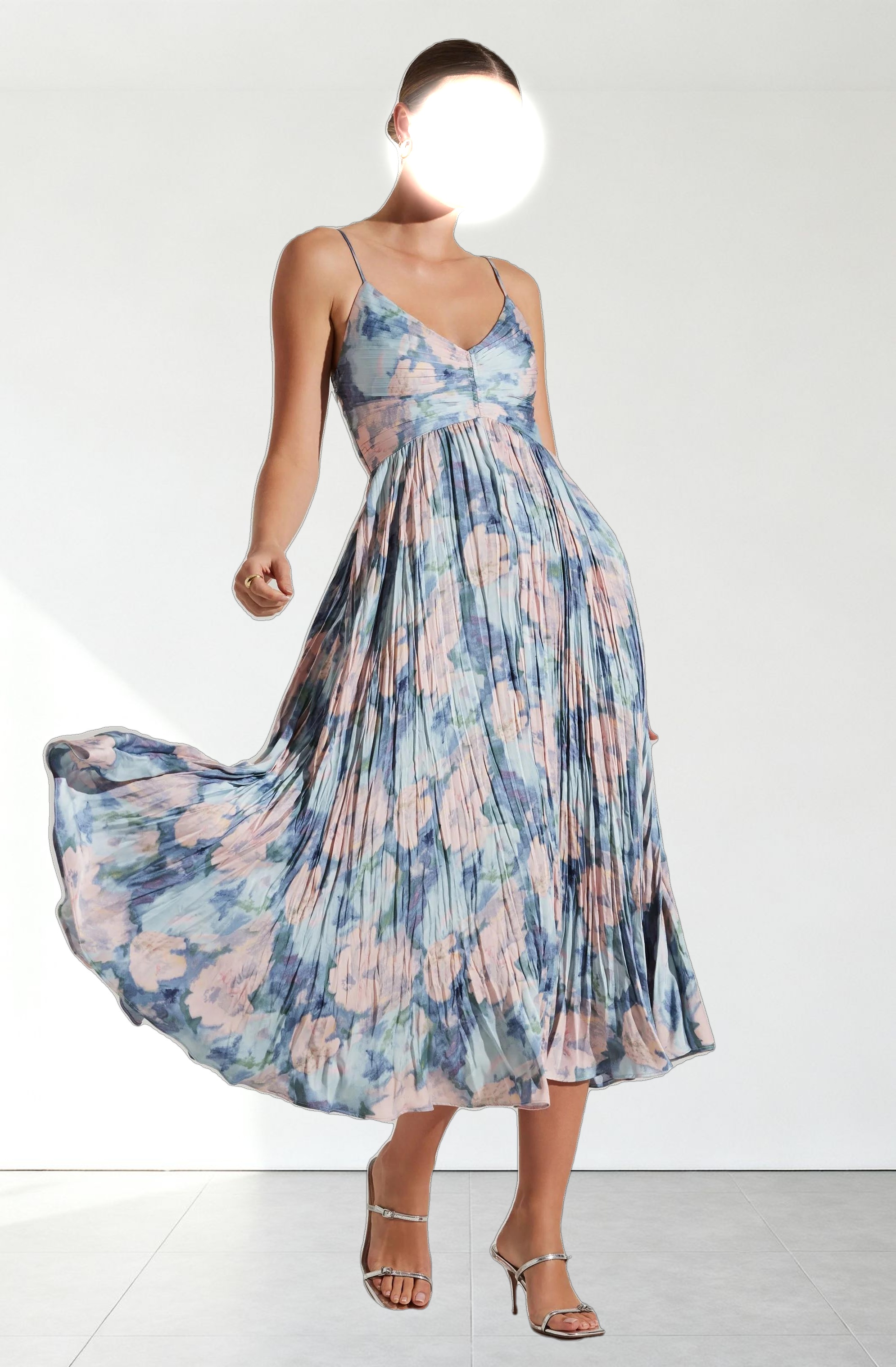 Maeve Printed Pleated Midi Dress