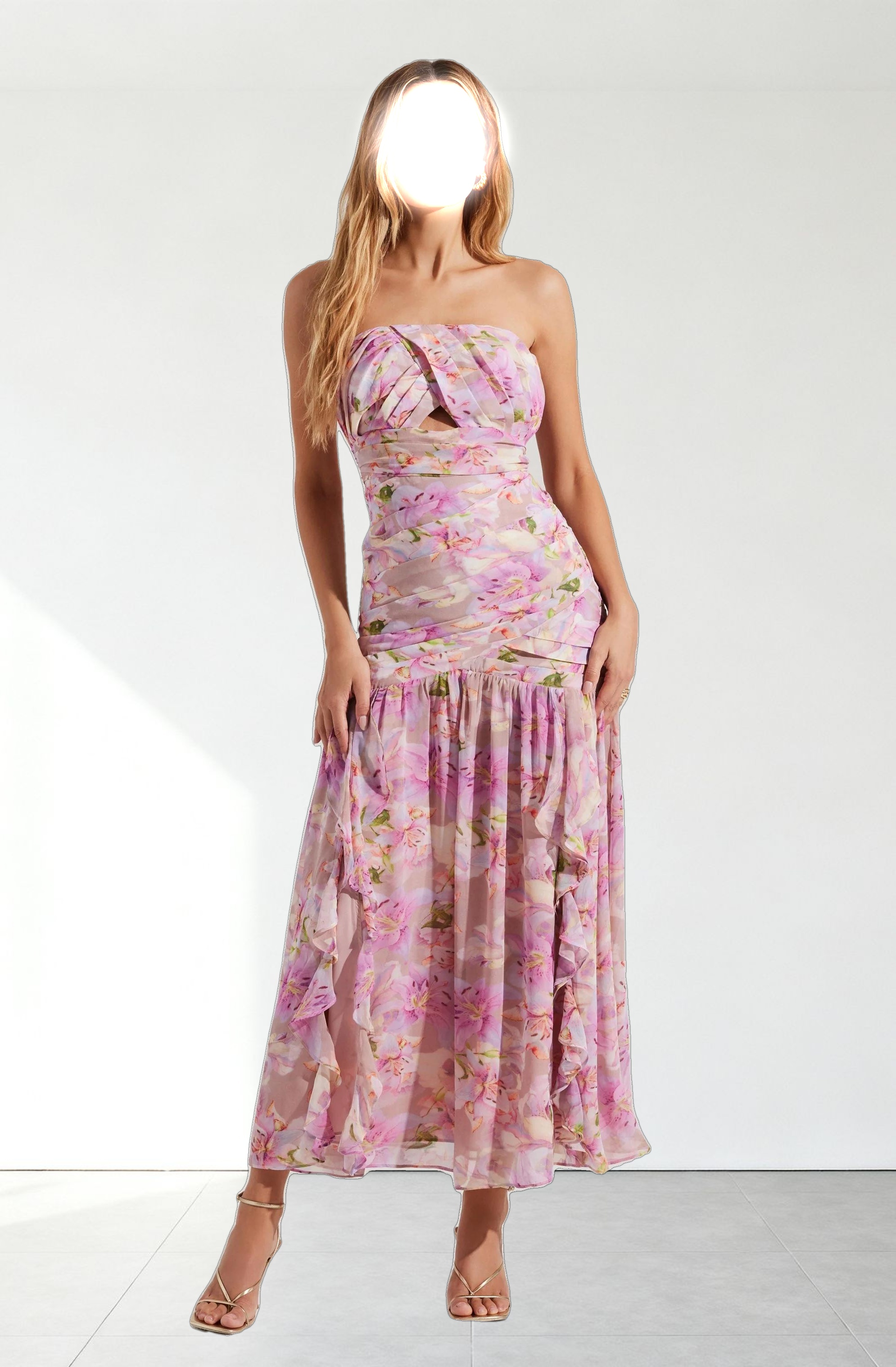 Estefany Strapless Pleated Maxi Dress