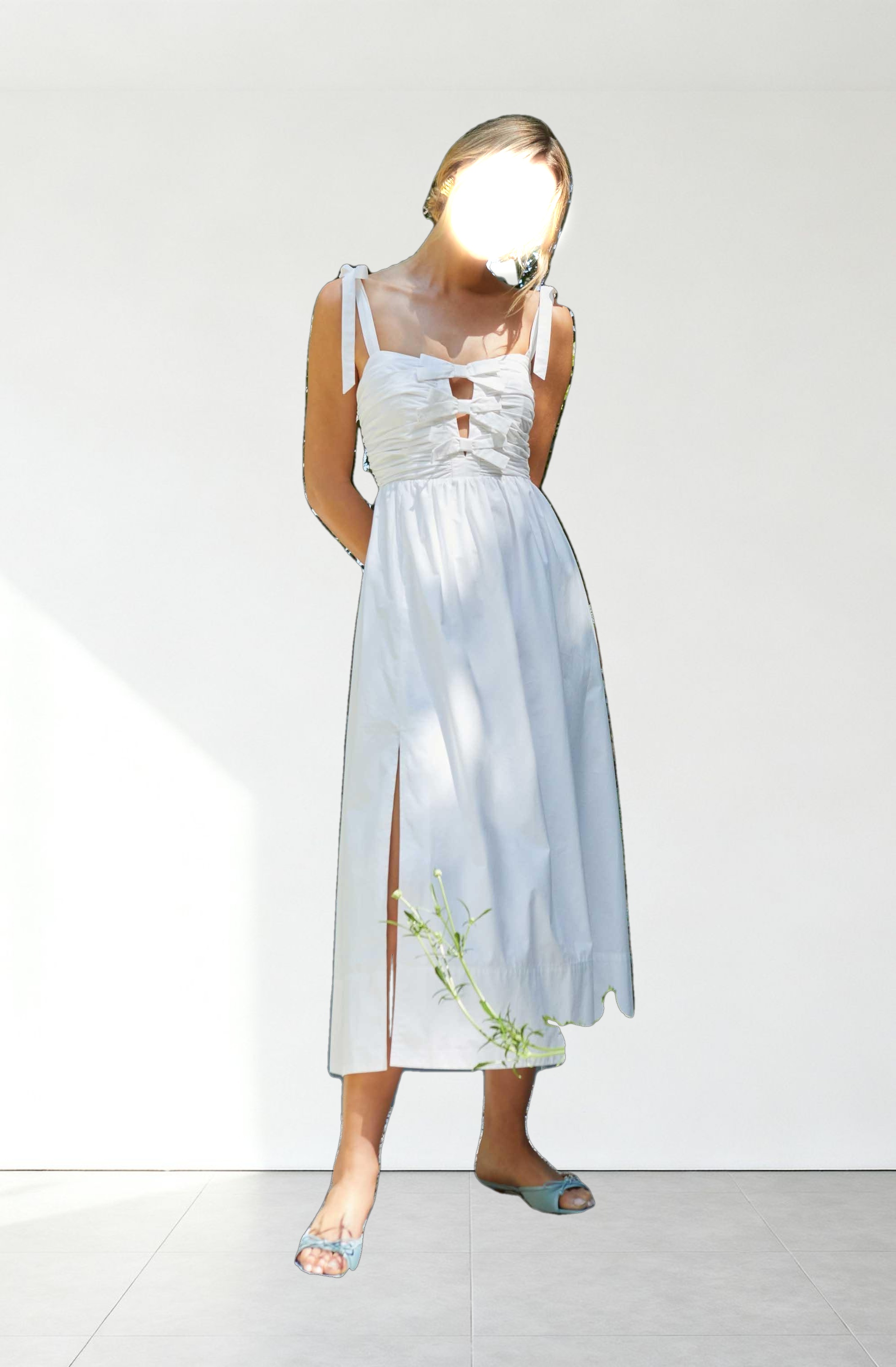 Helia Bow Front Midi Dress