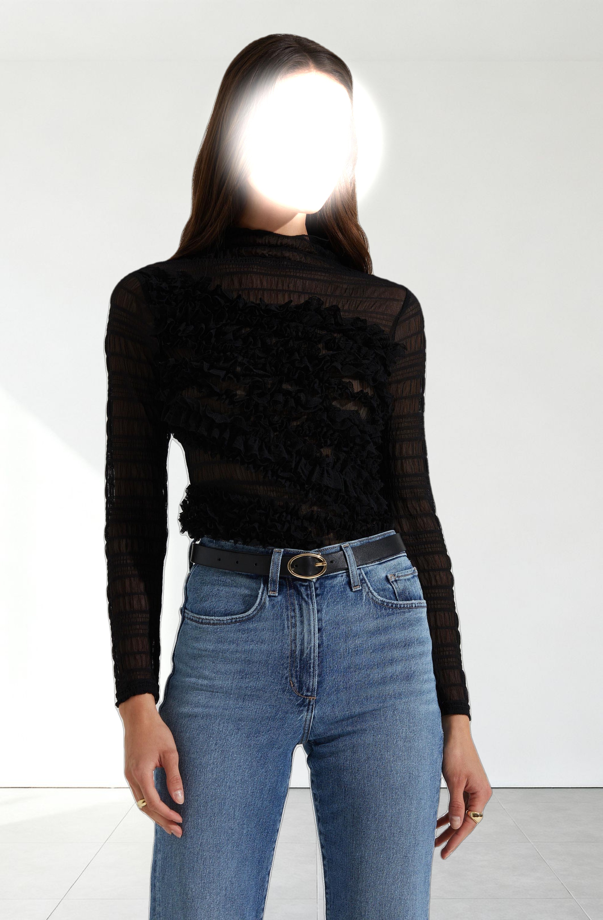 Owena Sheer 3D Ruffle Top