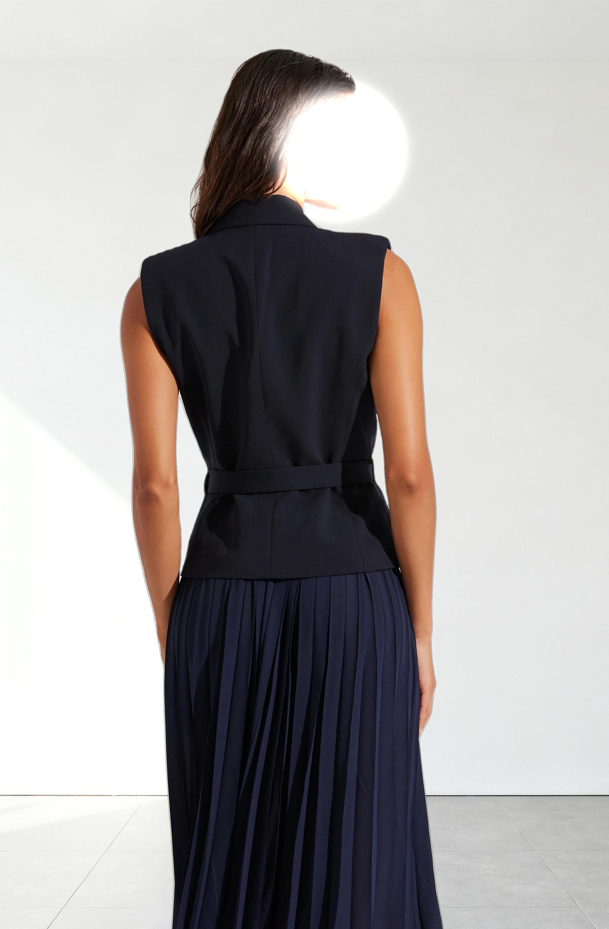 Mixed Media Vest Wrap Dress