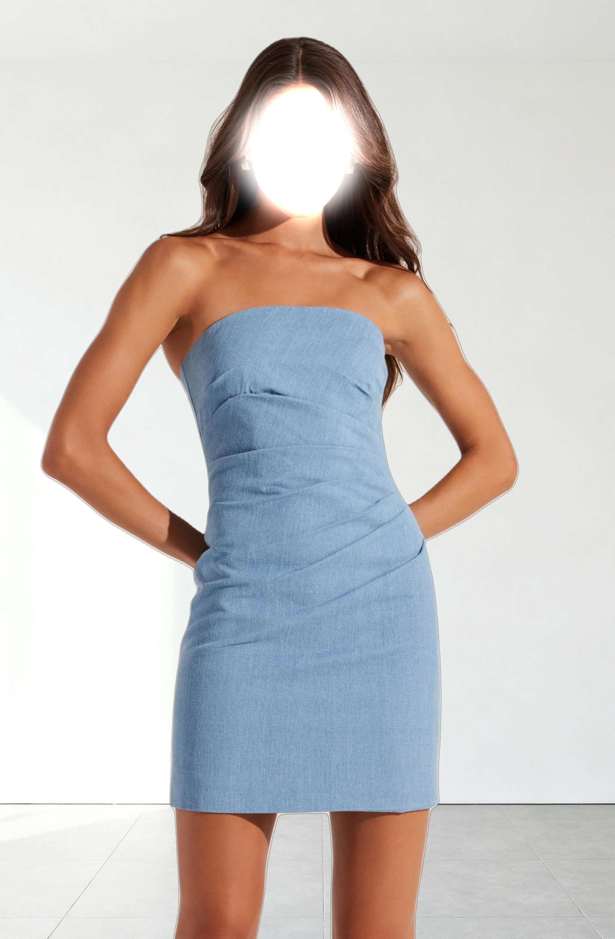 Mazzei Strapless Denim Mini Dress