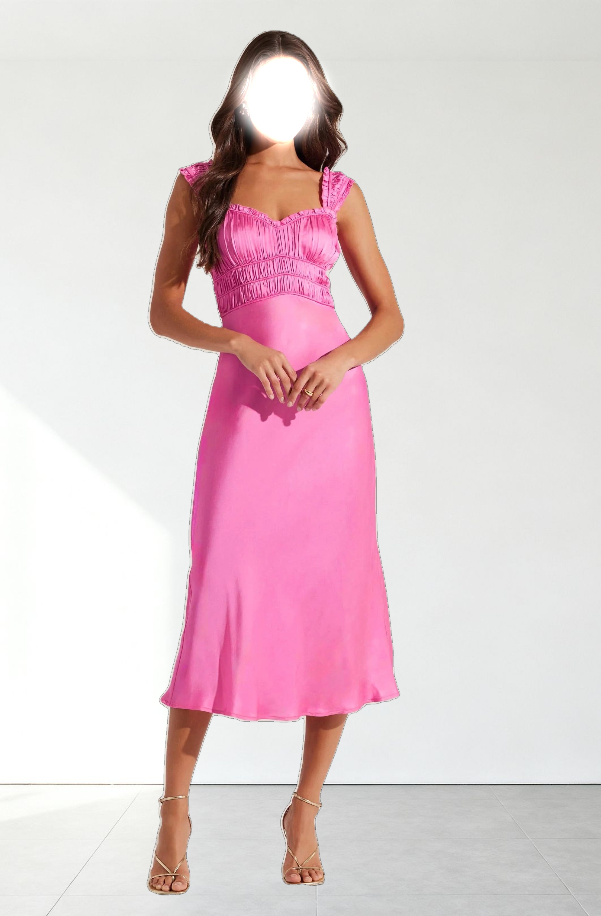 Enola Satin Smocked Midi Dress