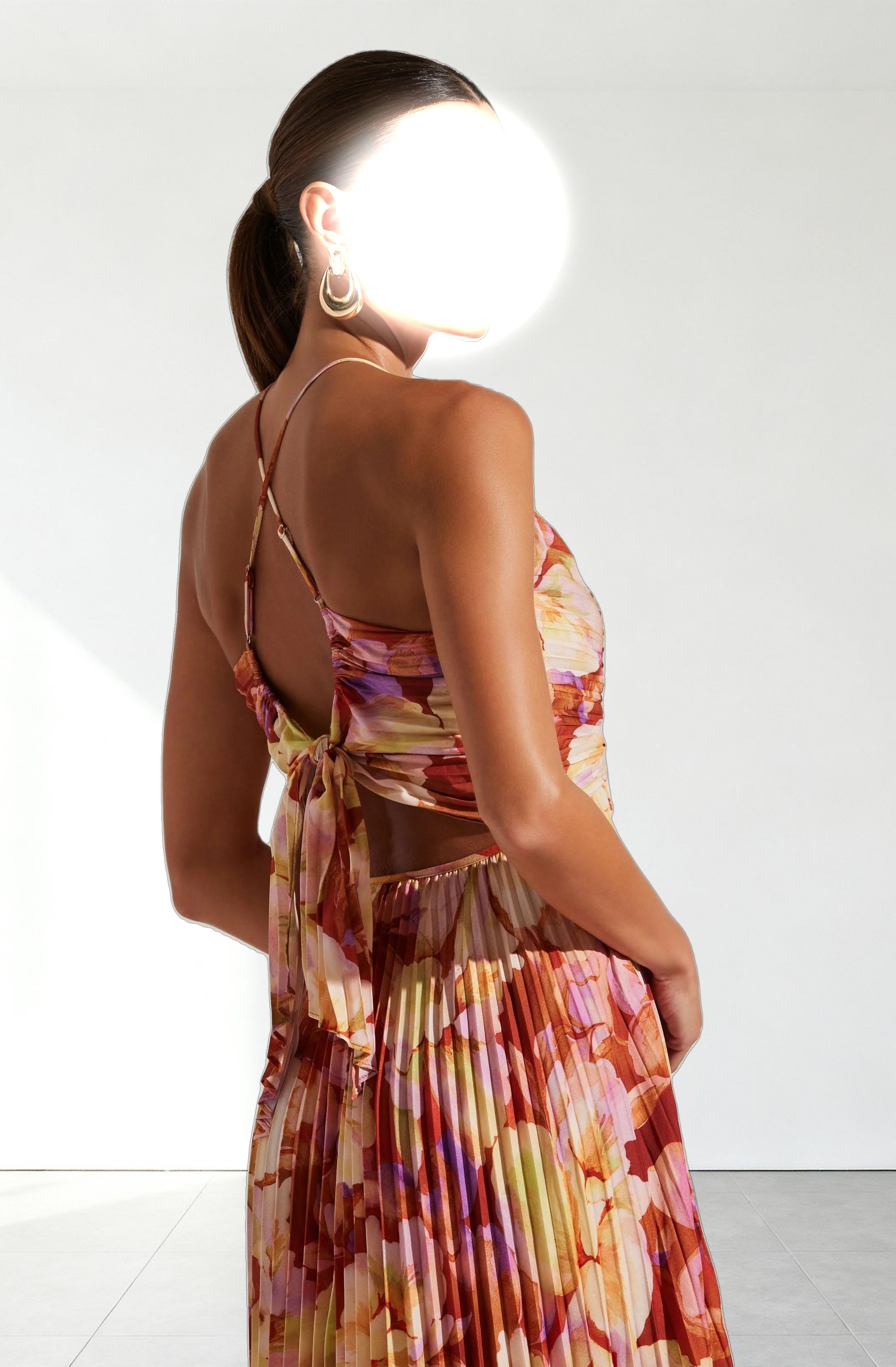 Blythe Floral Plisse Midi Dress