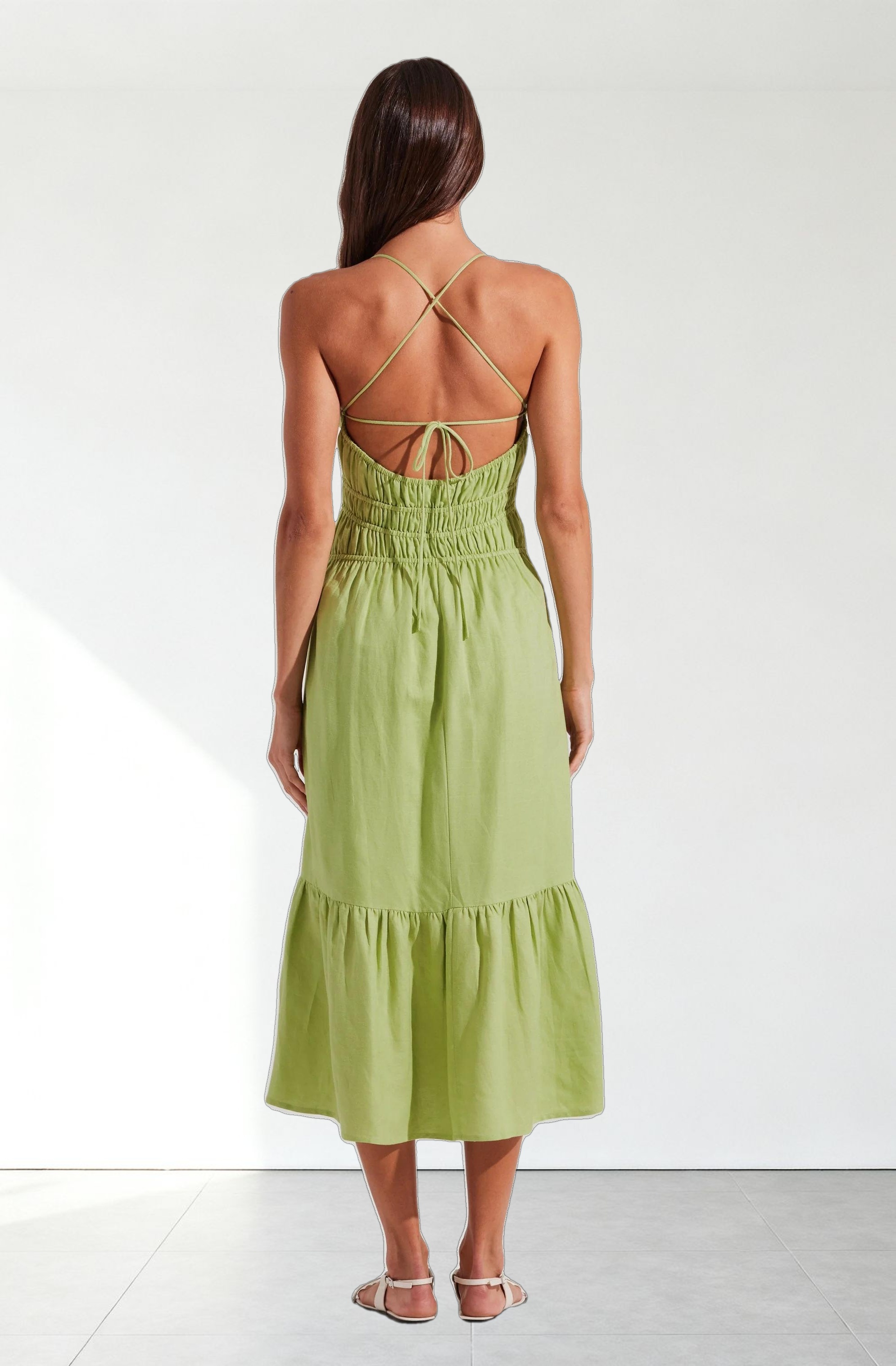 Eleni Linen-Blend Midi Dress