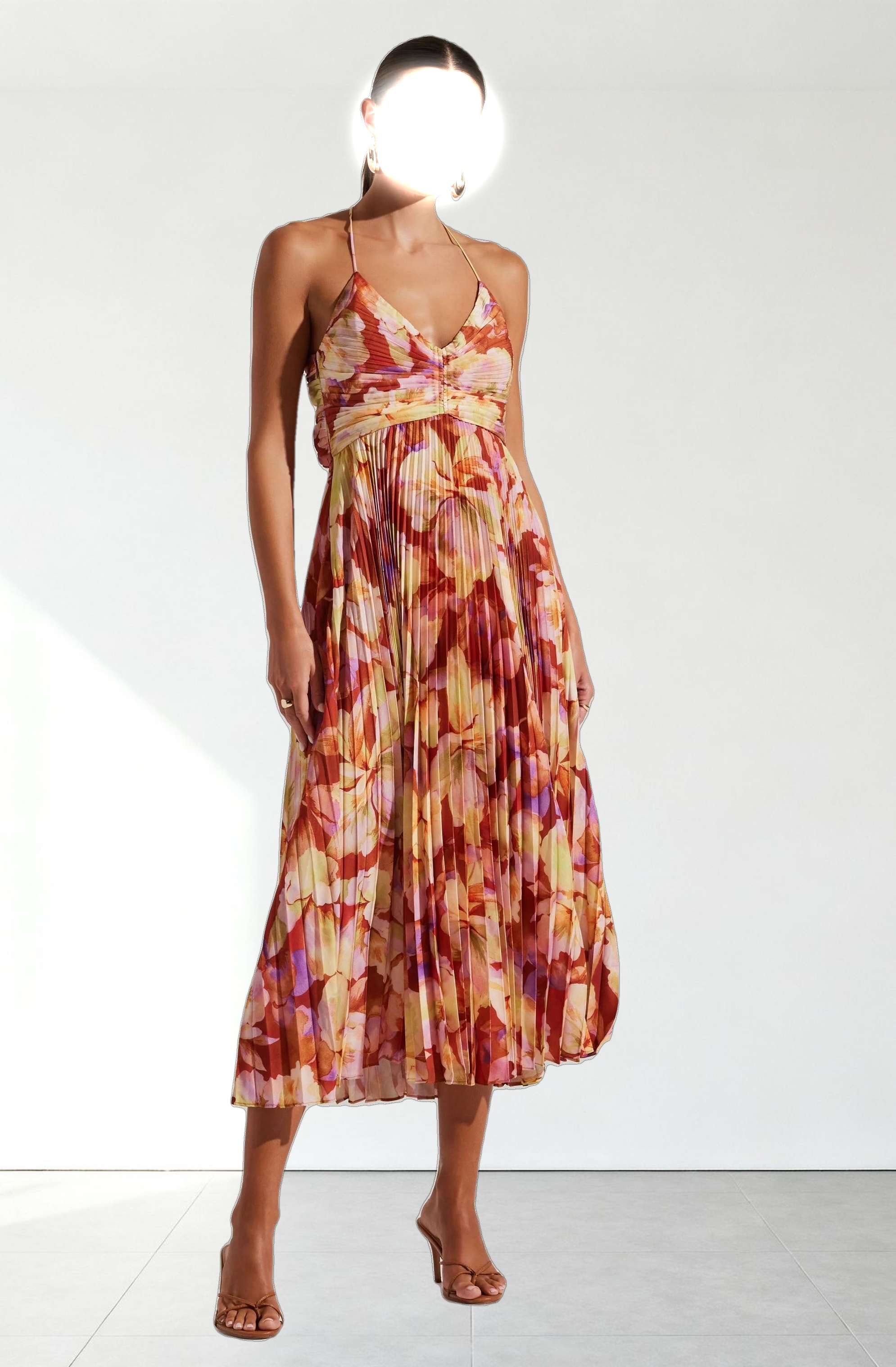 Blythe Floral Plisse Midi Dress