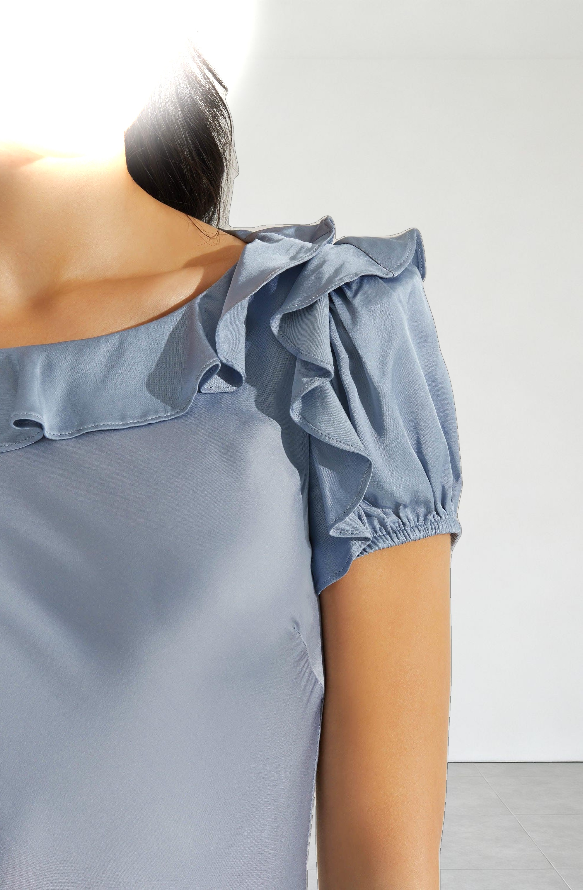 Auden Satin Ruffle Midi dress