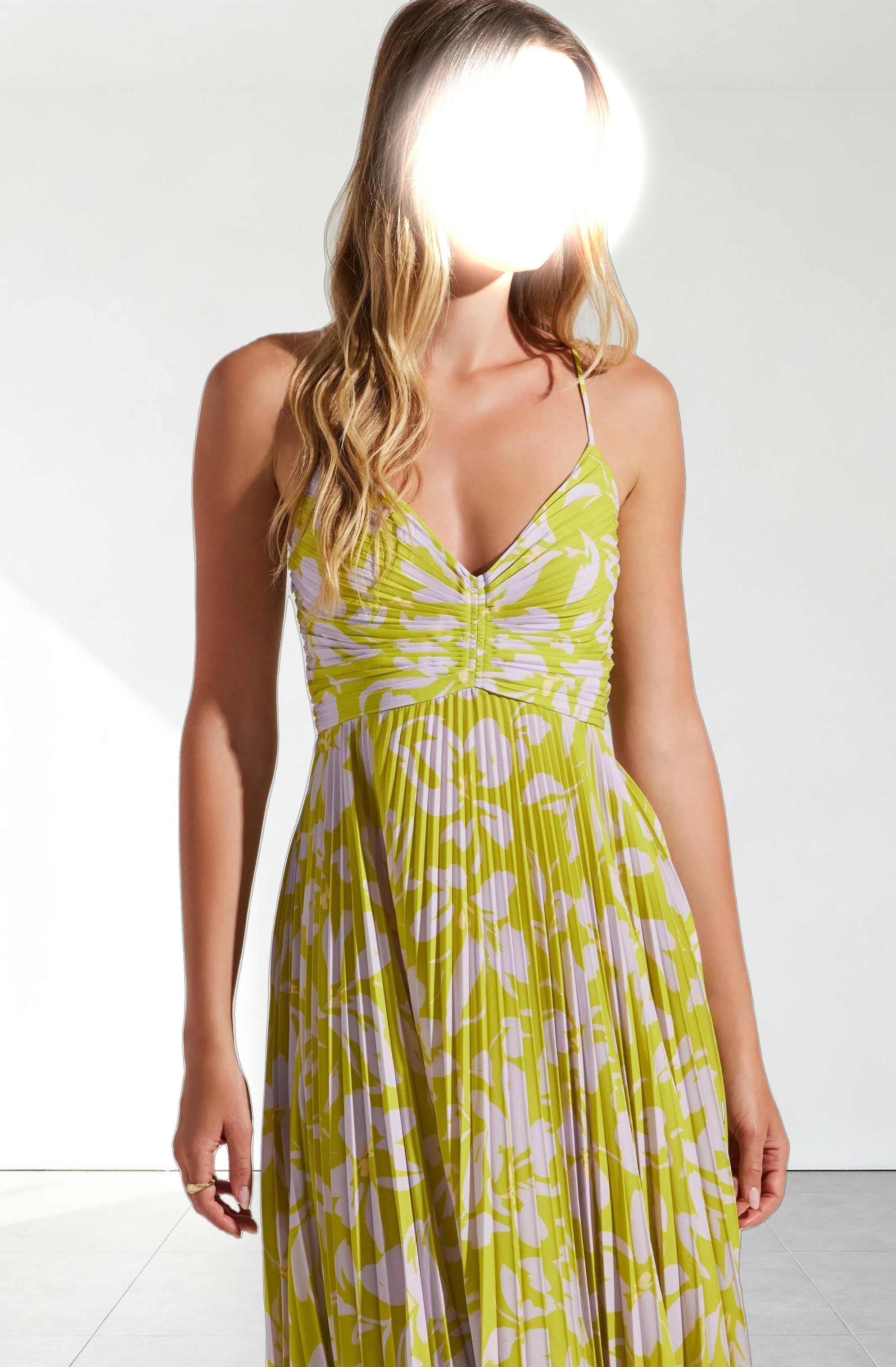 Blythe Floral Plisse Midi Dress