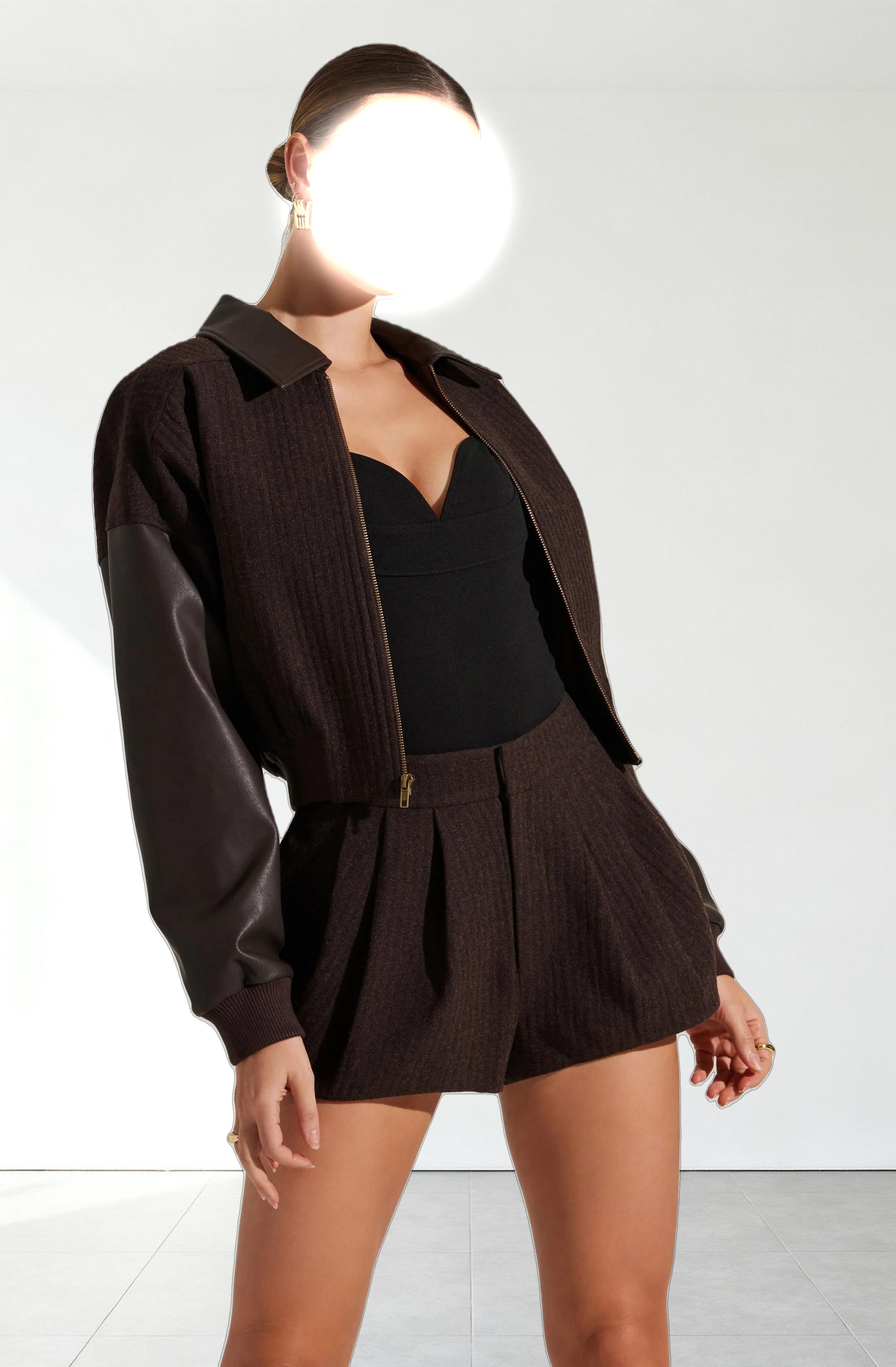 Sorine Mixed Media Bomber Jacket