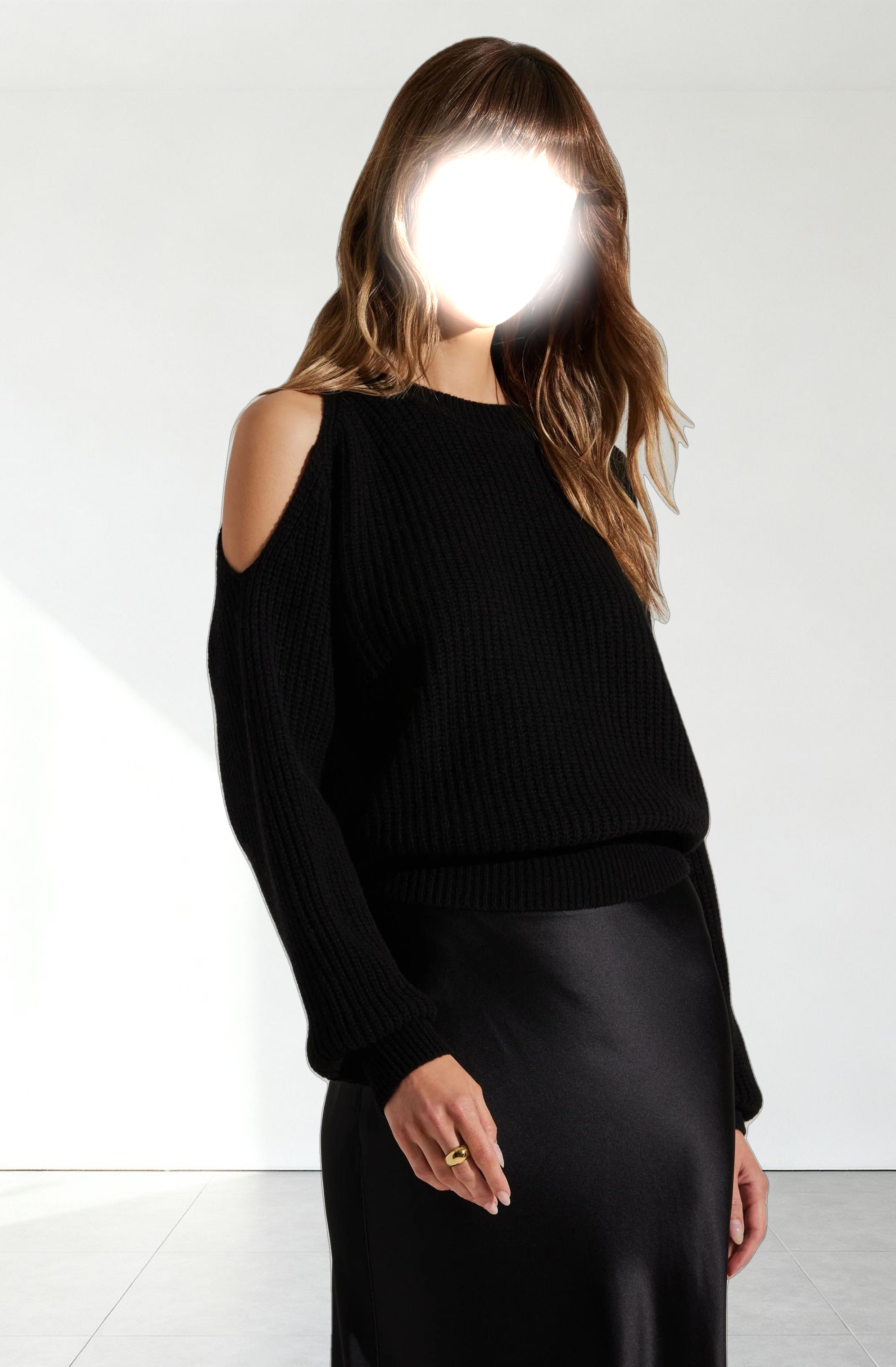 Millicent Ribbed Cold Shoulder Sweater