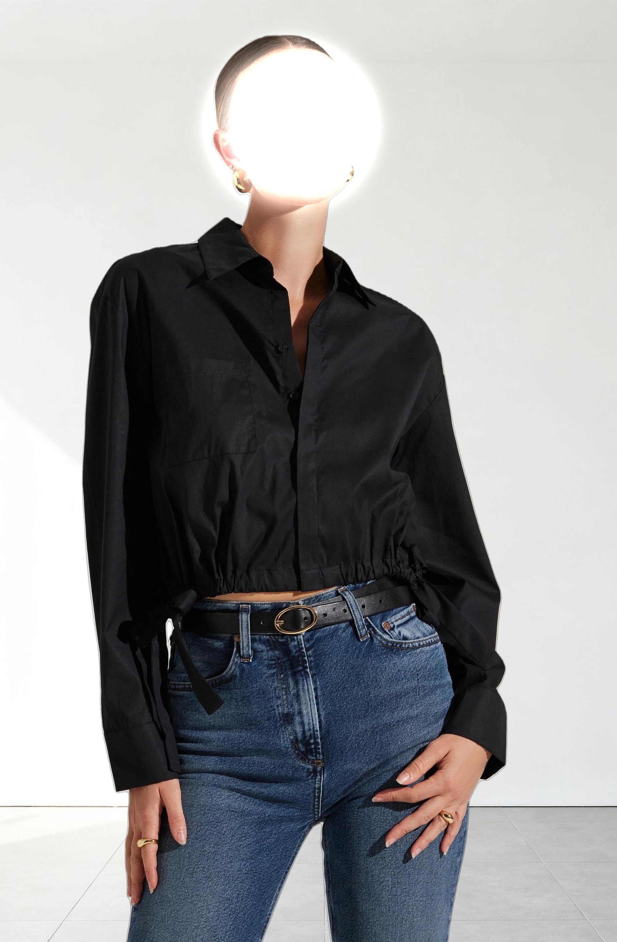 Cyril Cinch Waist Button-Up Top