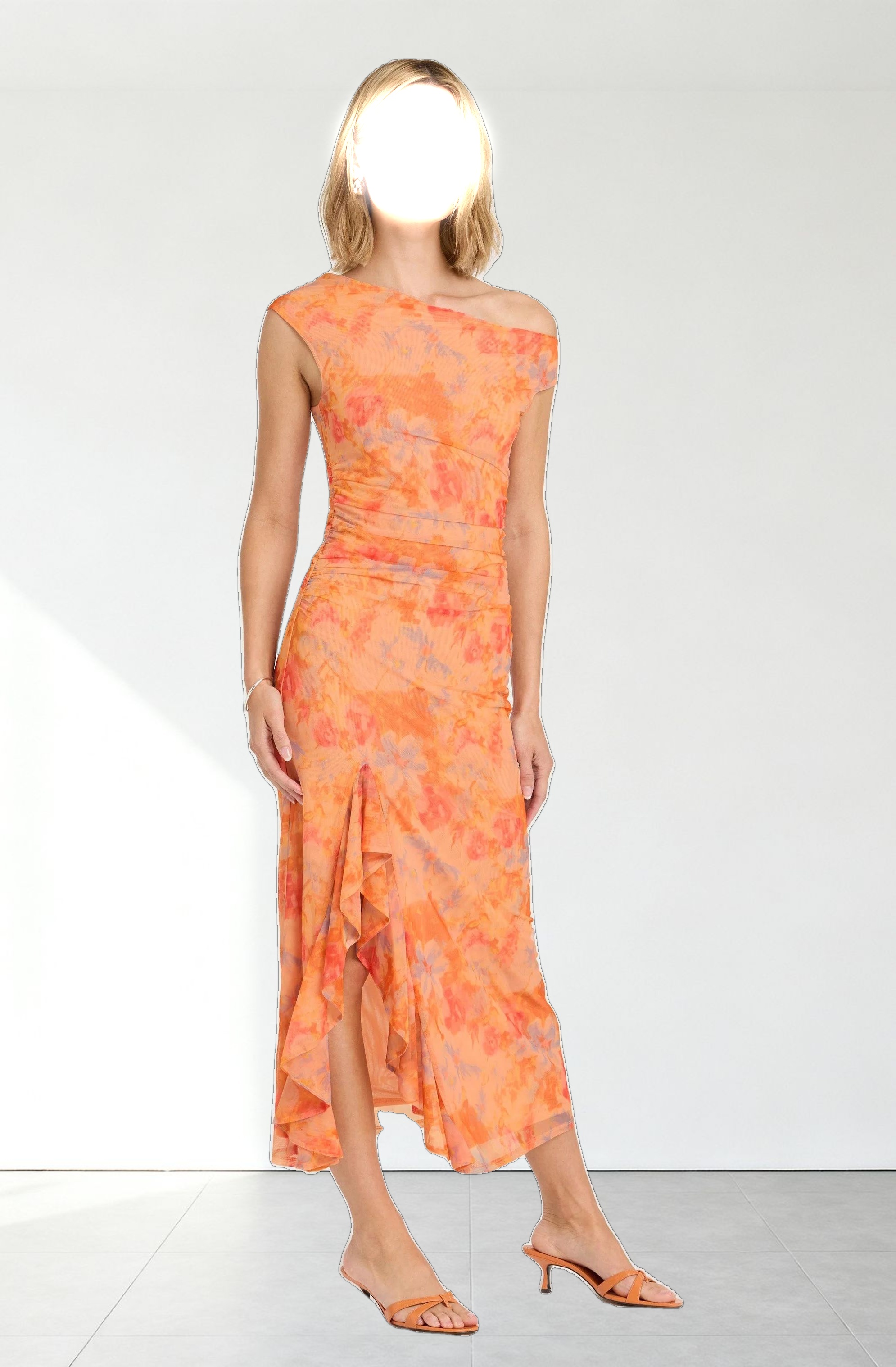 Off Shoulder Ruffle Midi Dress