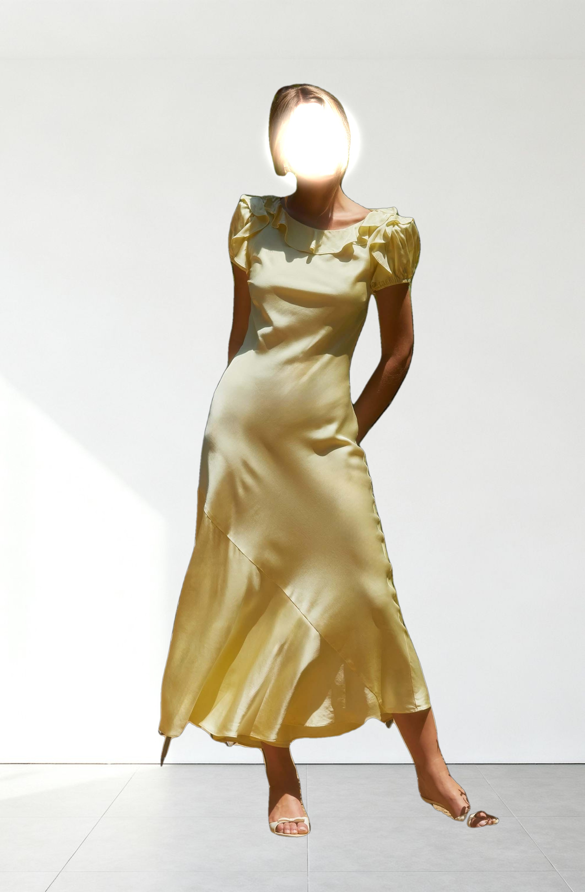 Auden Satin Ruffle Midi dress