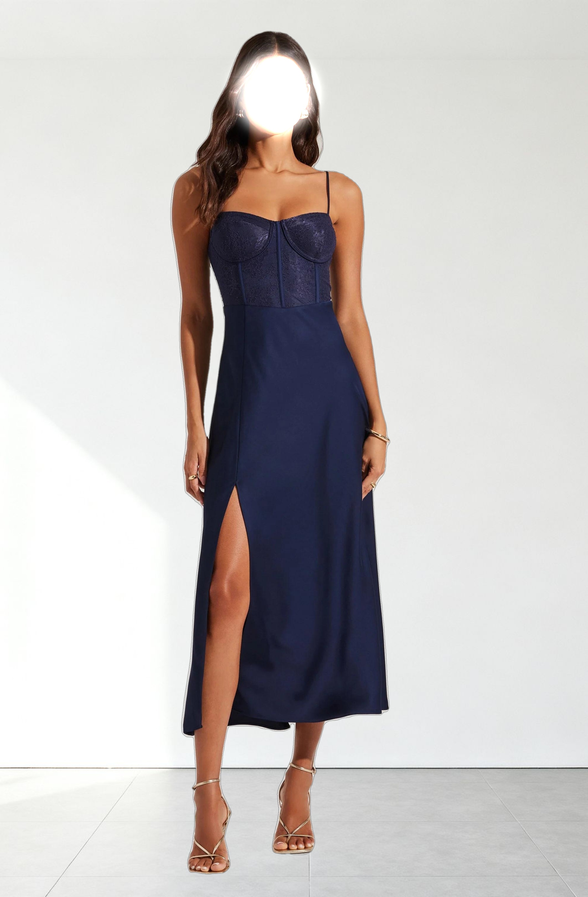 Lace Bustier Midi Dress