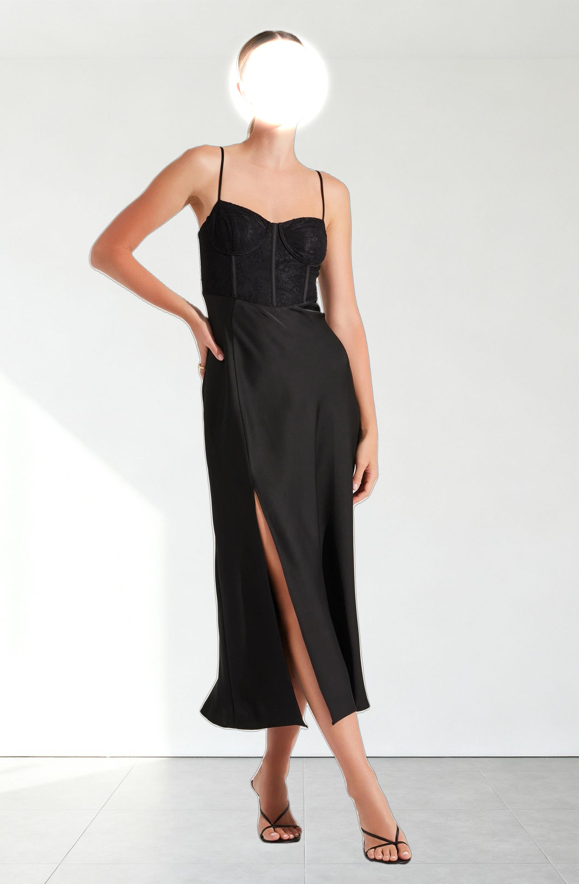 Lace Bustier Midi Dress