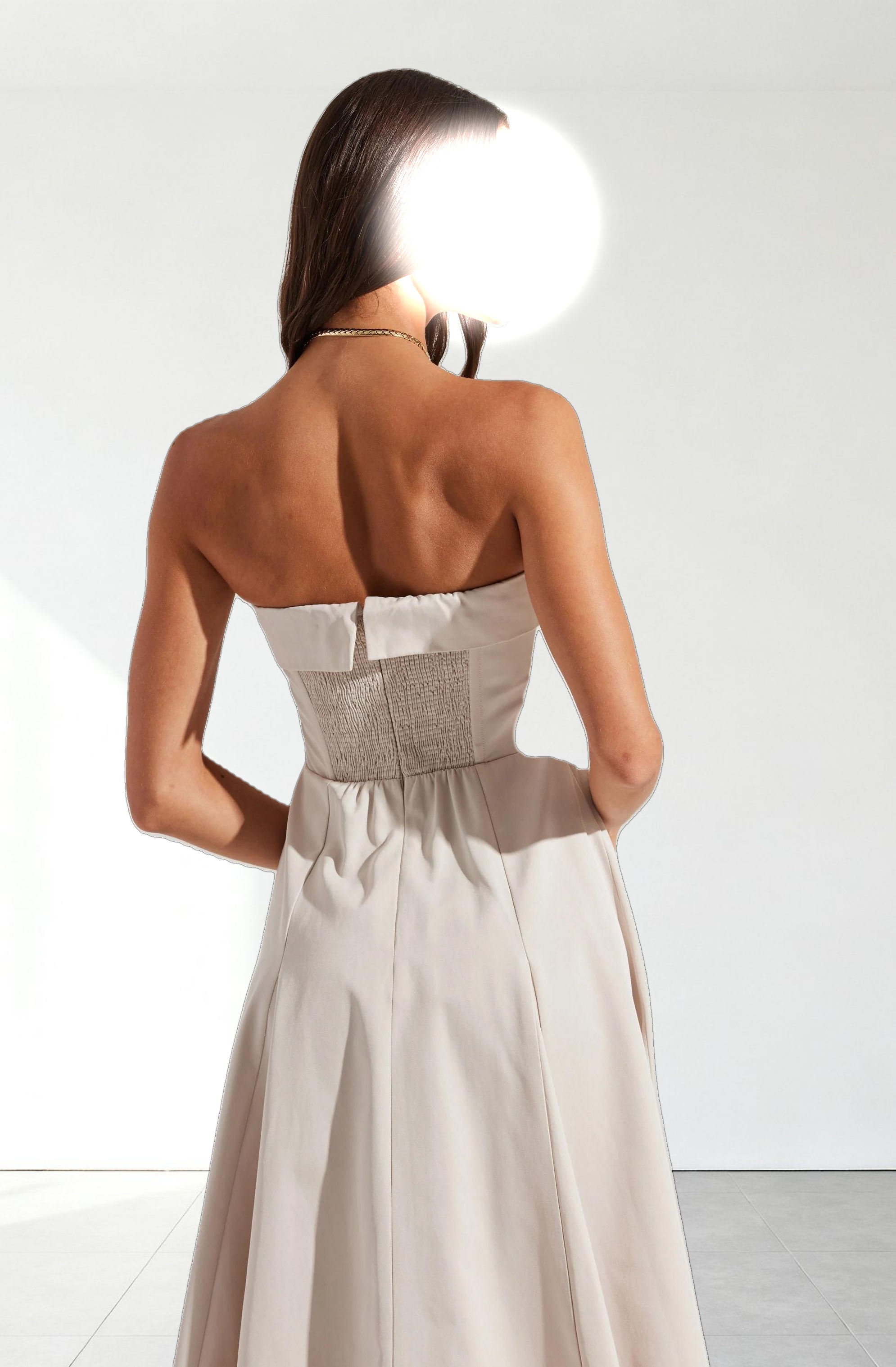 Ayeri Strapless Midi Dress