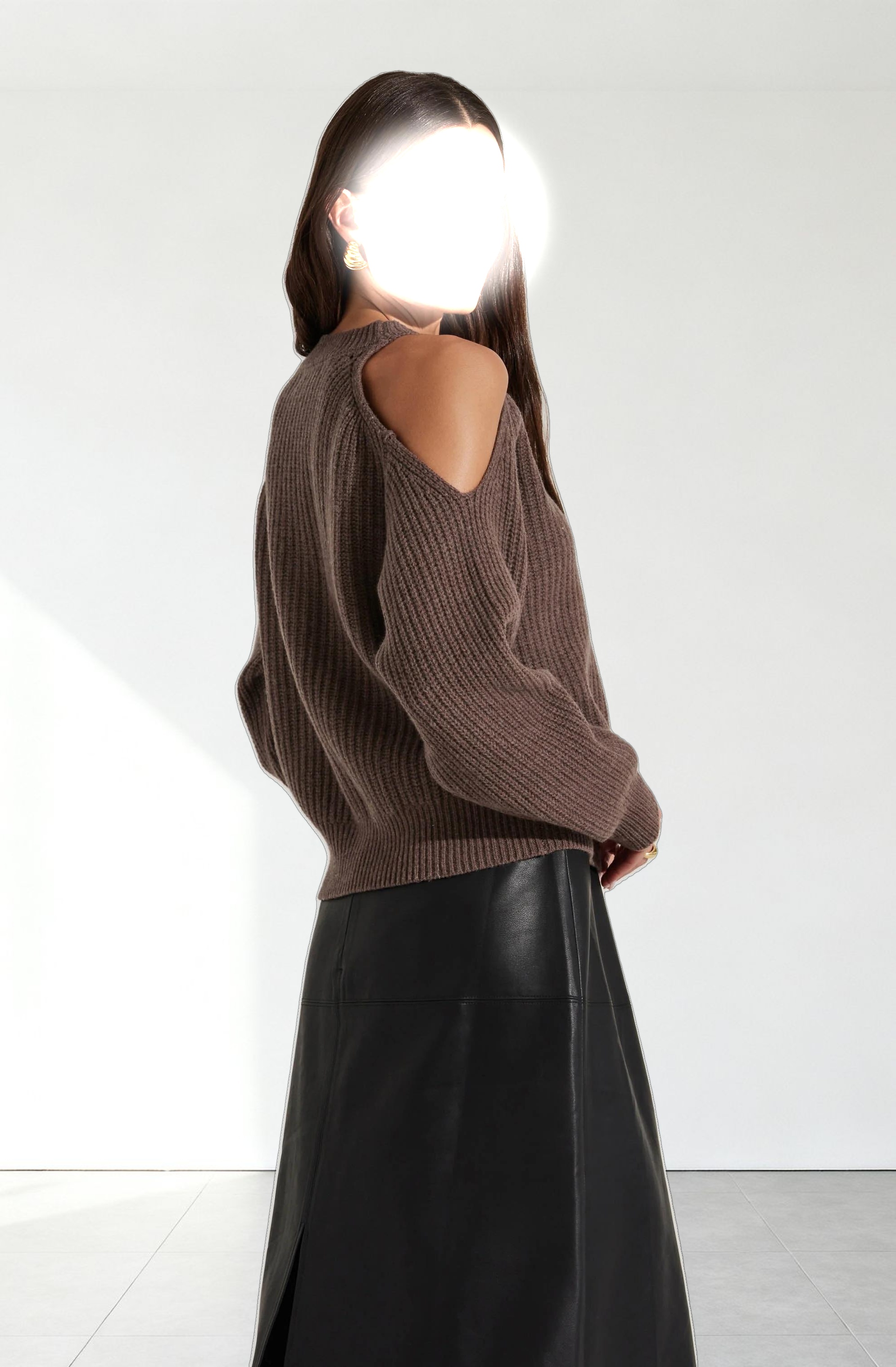 Millicent Ribbed Cold Shoulder Sweater