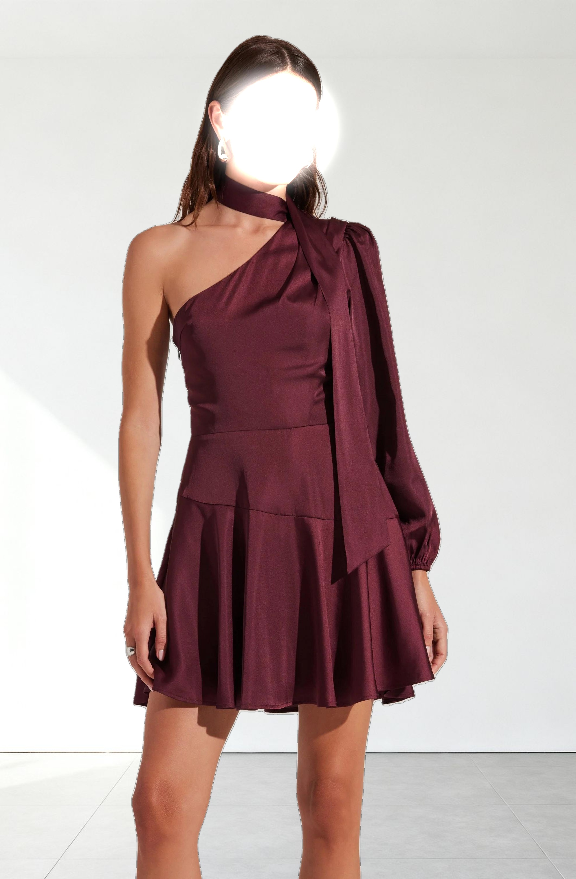 Satin Scarf Mini Skater Dress
