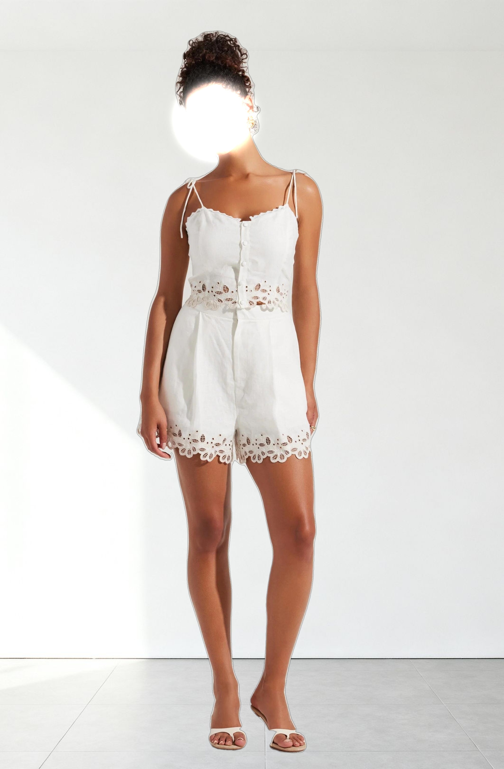 Kiya Linen Embroidered Shorts