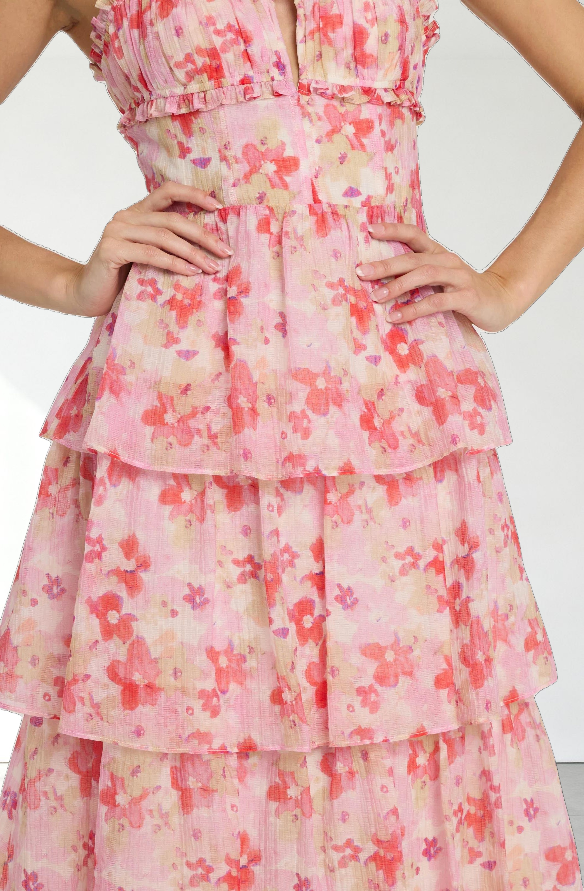 Vonnessa Pleated Tiered Maxi Dress