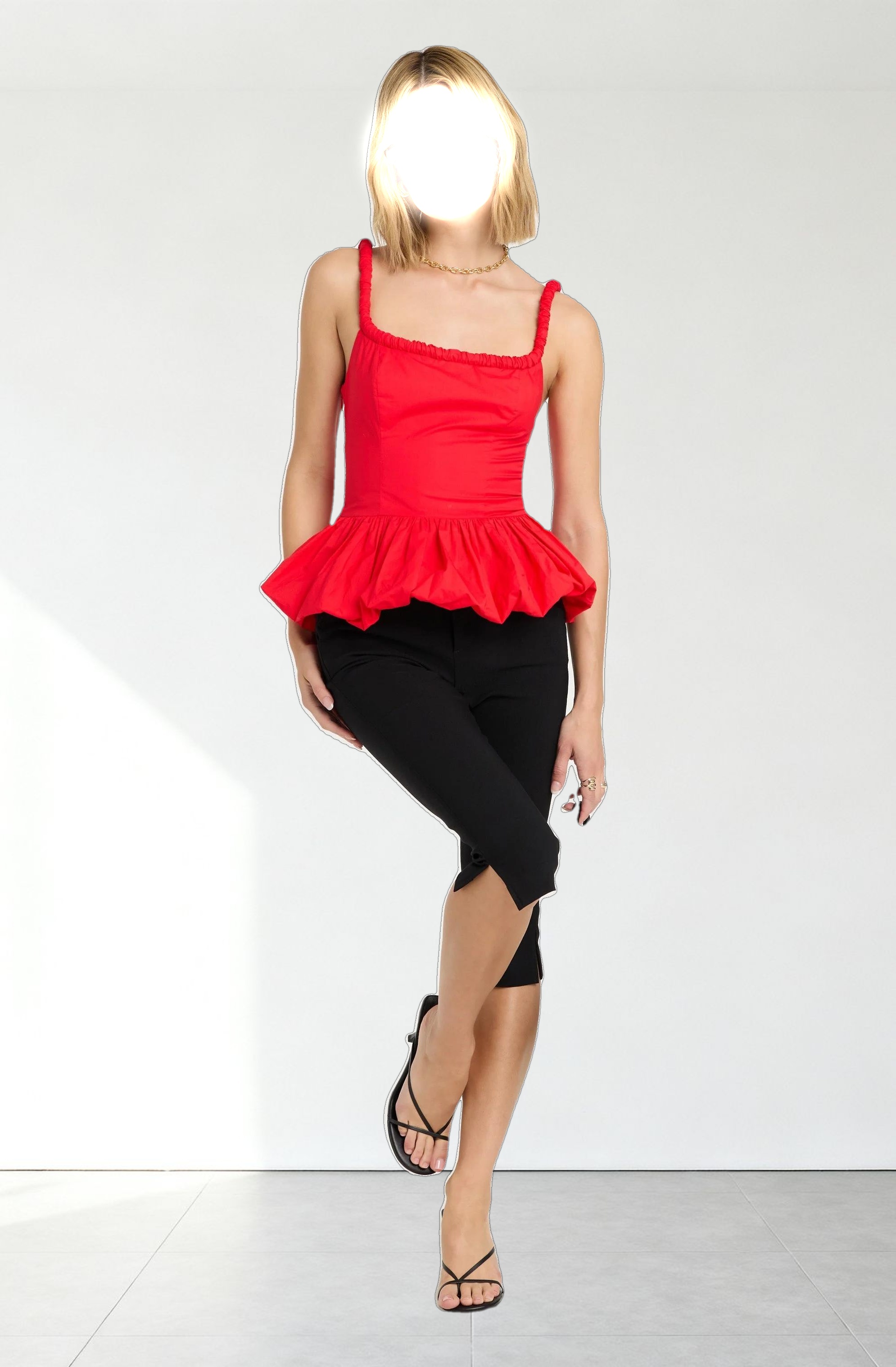 Sleeveless Bubble Hem Peplum Top