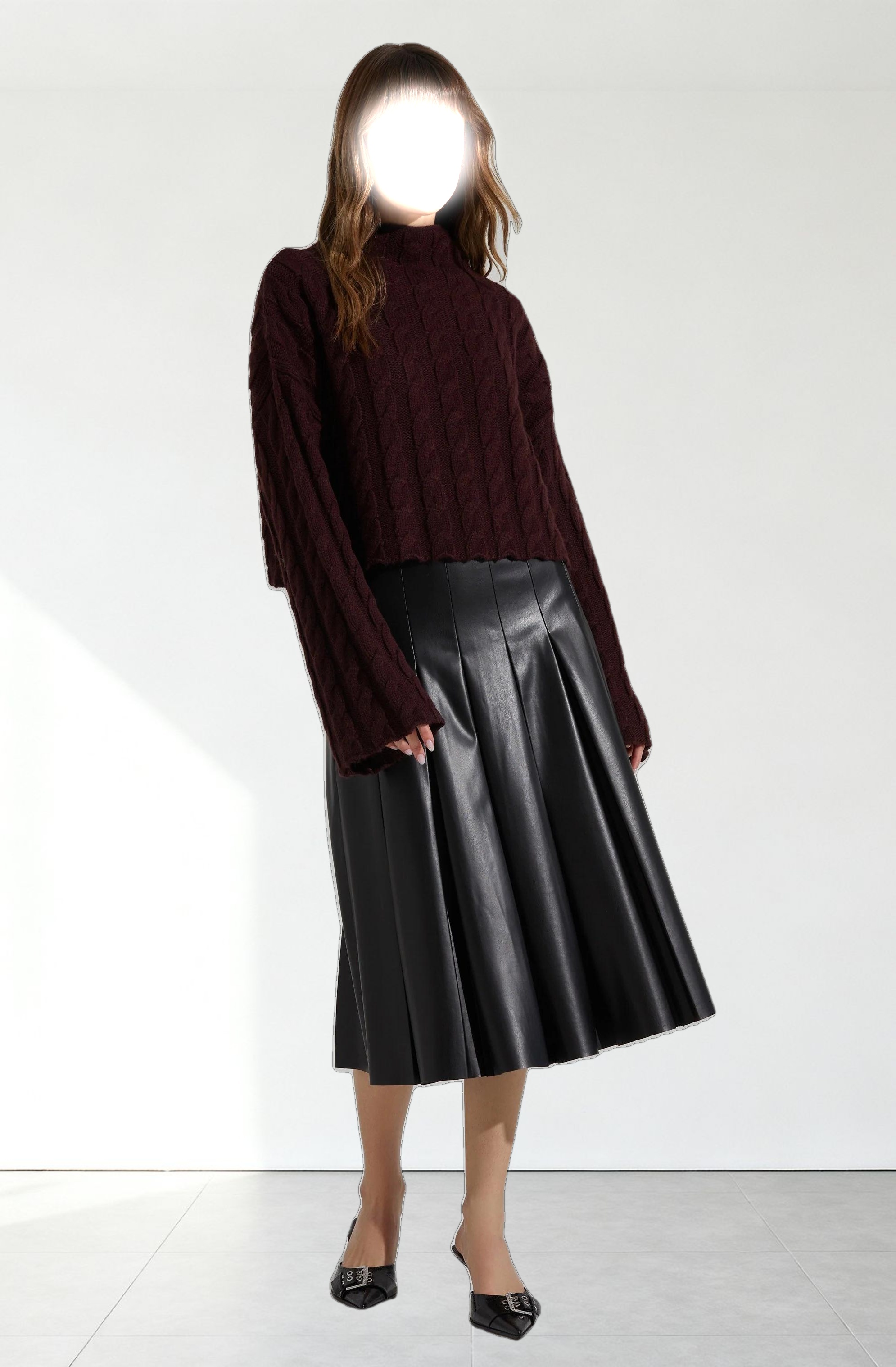 Sloan Cropped Cable Knit Sweater