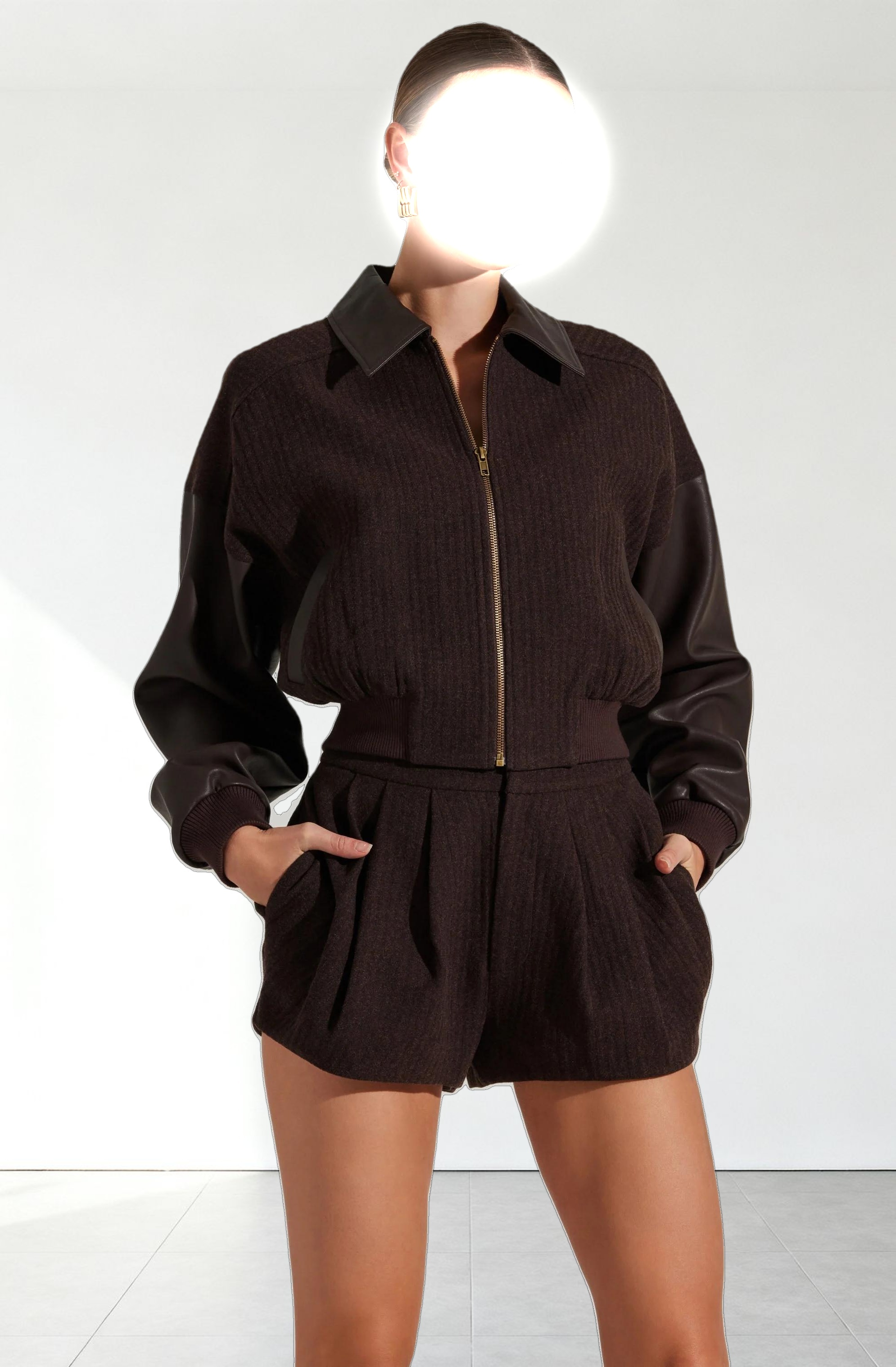 Sorine Mixed Media Bomber Jacket