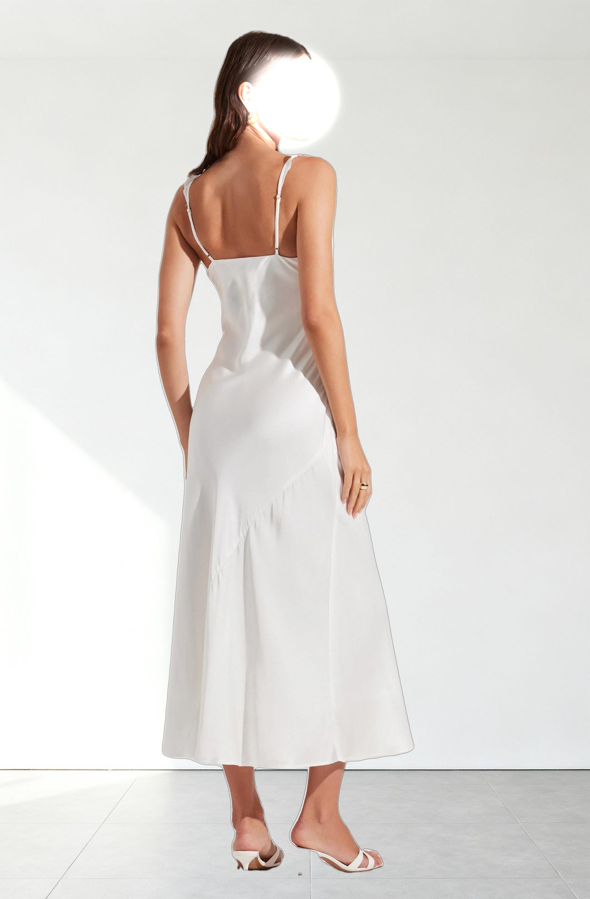 Zoie Satin Ruffle Midi Dress