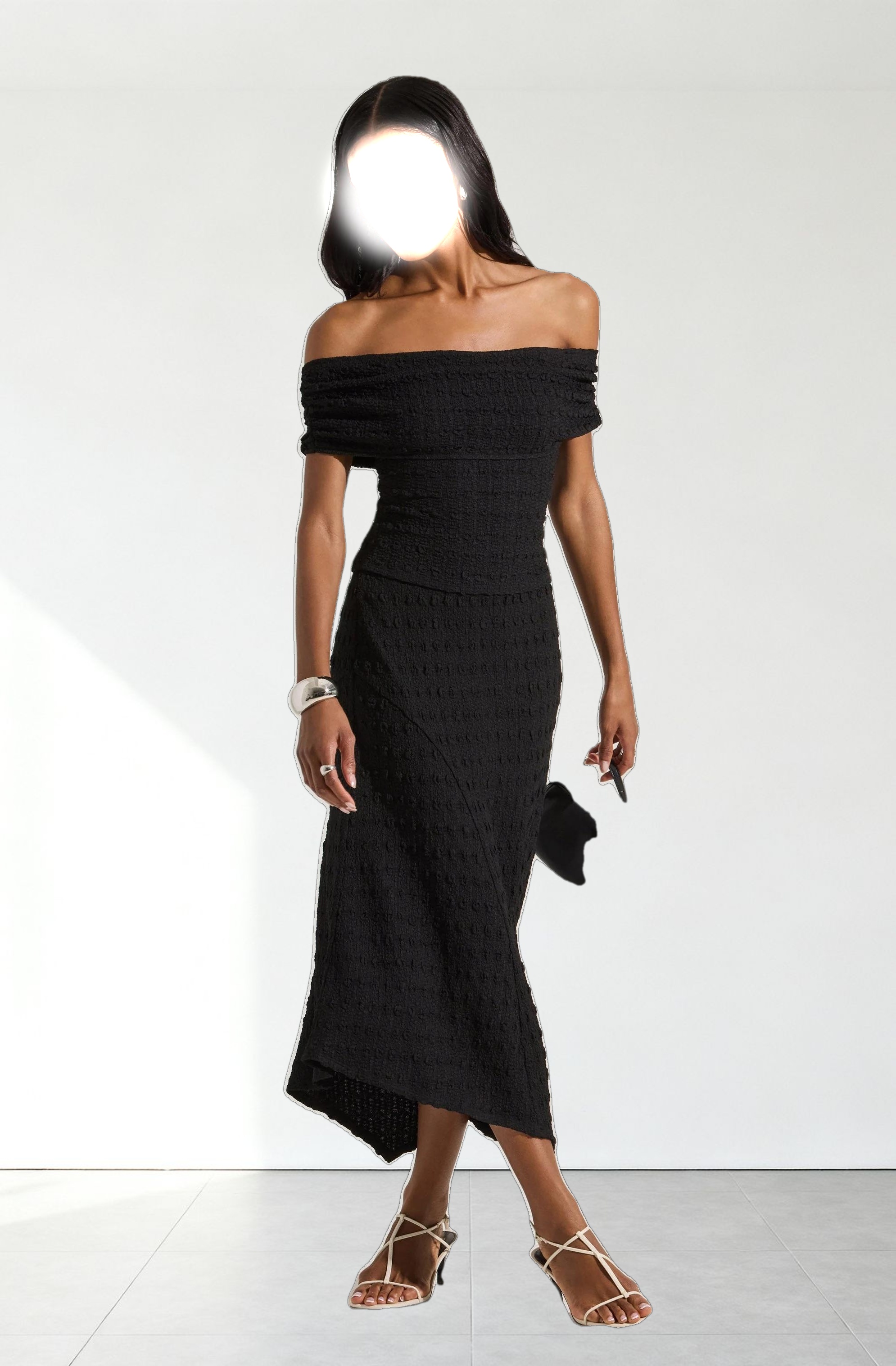 Textured Asymmetric Knit Skirt