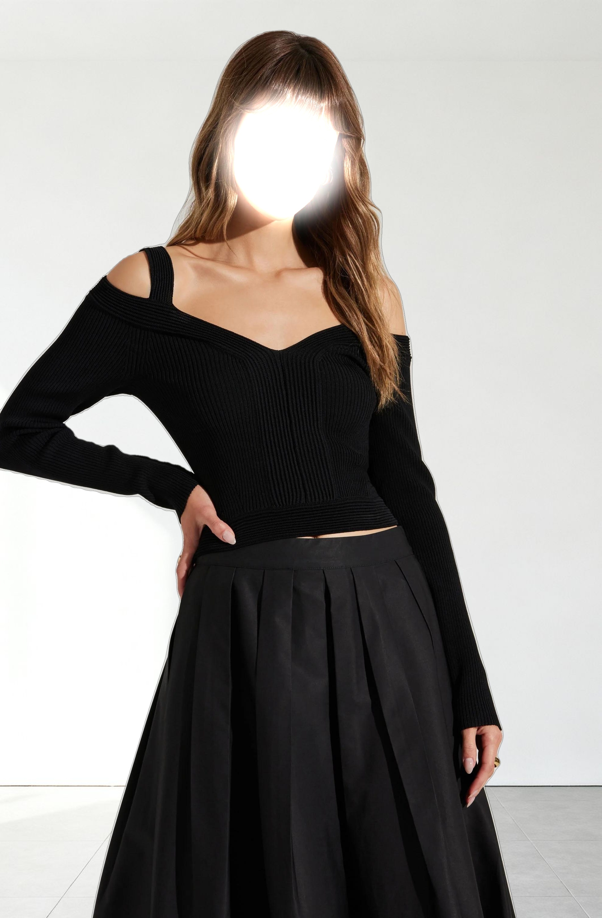 Pacey Ribbed Cold Shoulder Sweater