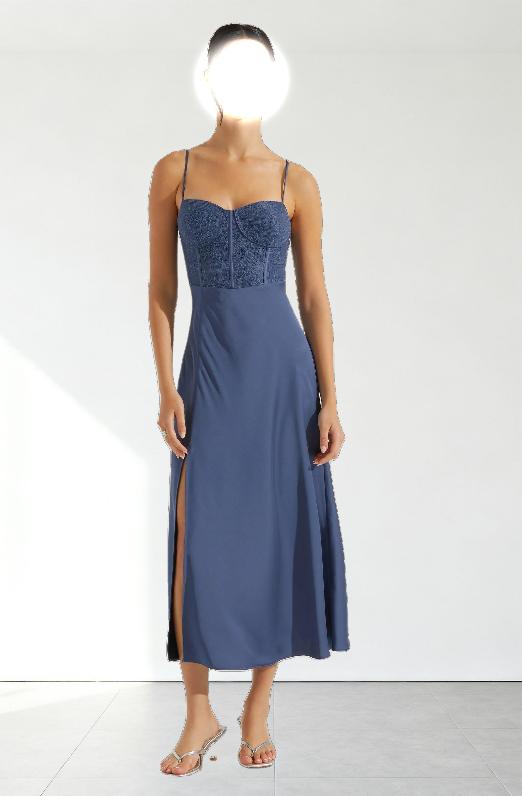 Lace Bustier Midi Dress