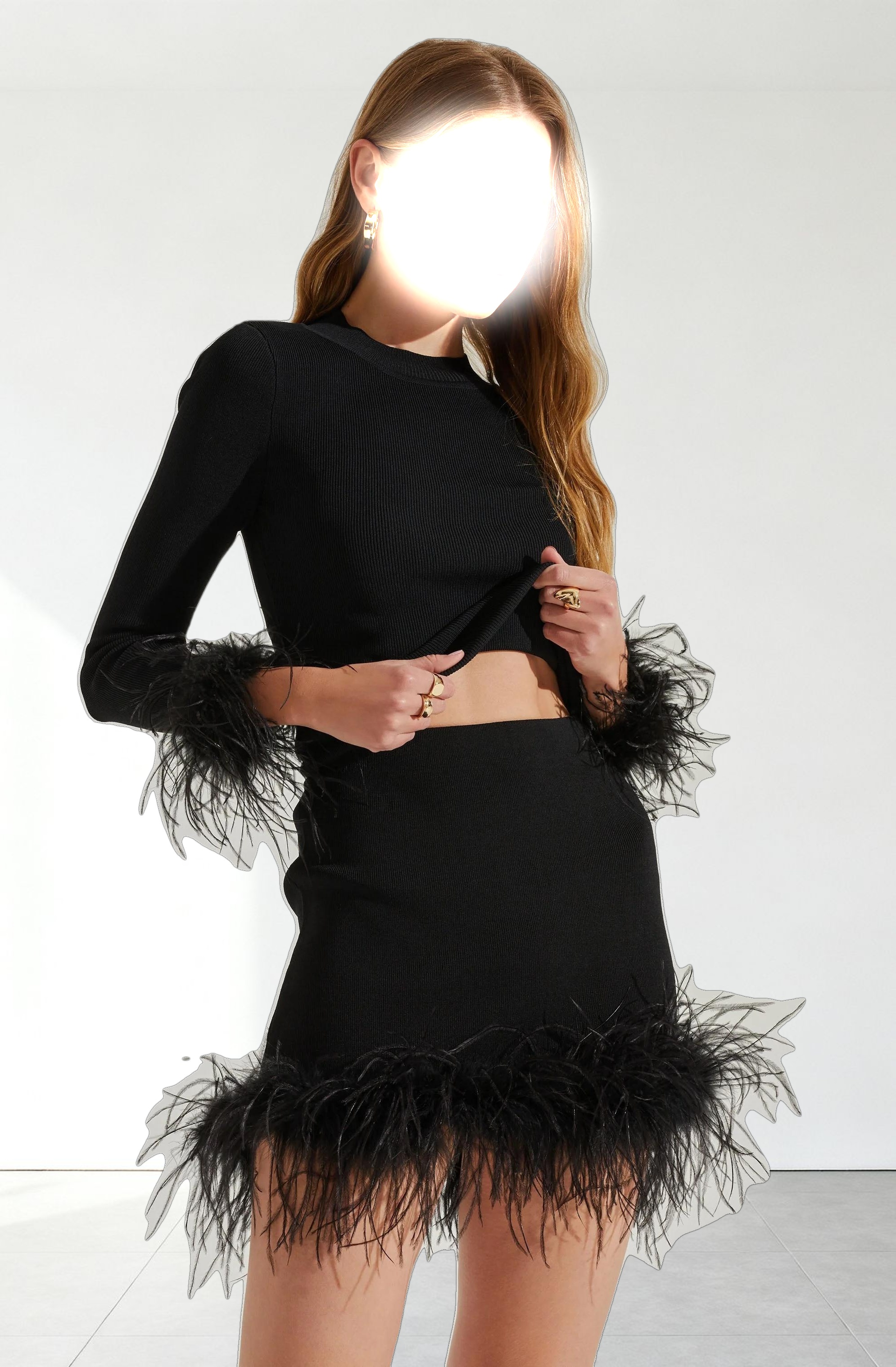 Keily Feather Trim Sweater