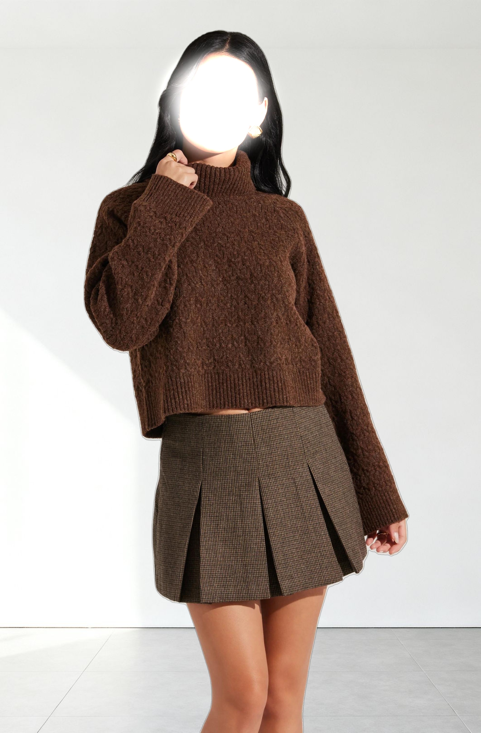 Textured Boxy Turtleneck Sweater