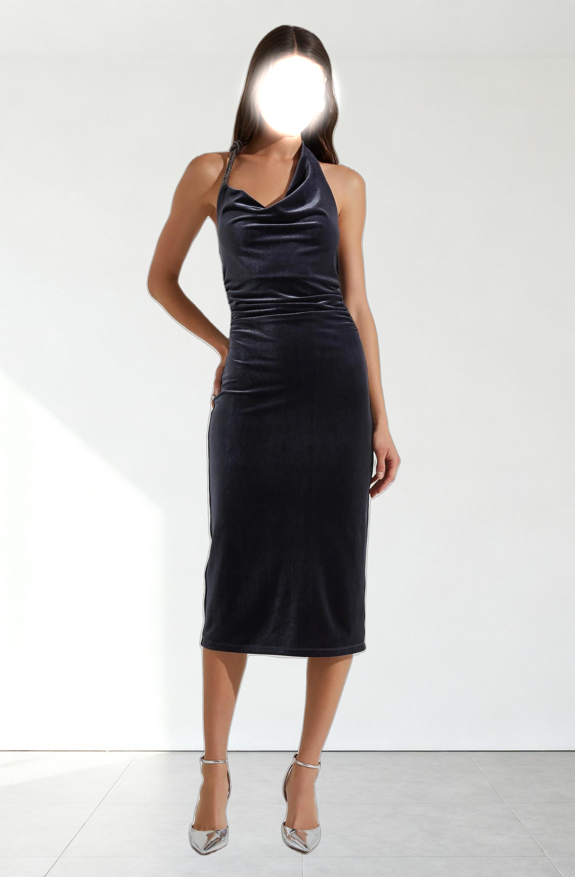 Eugenie Velvet Halter Midi Dress