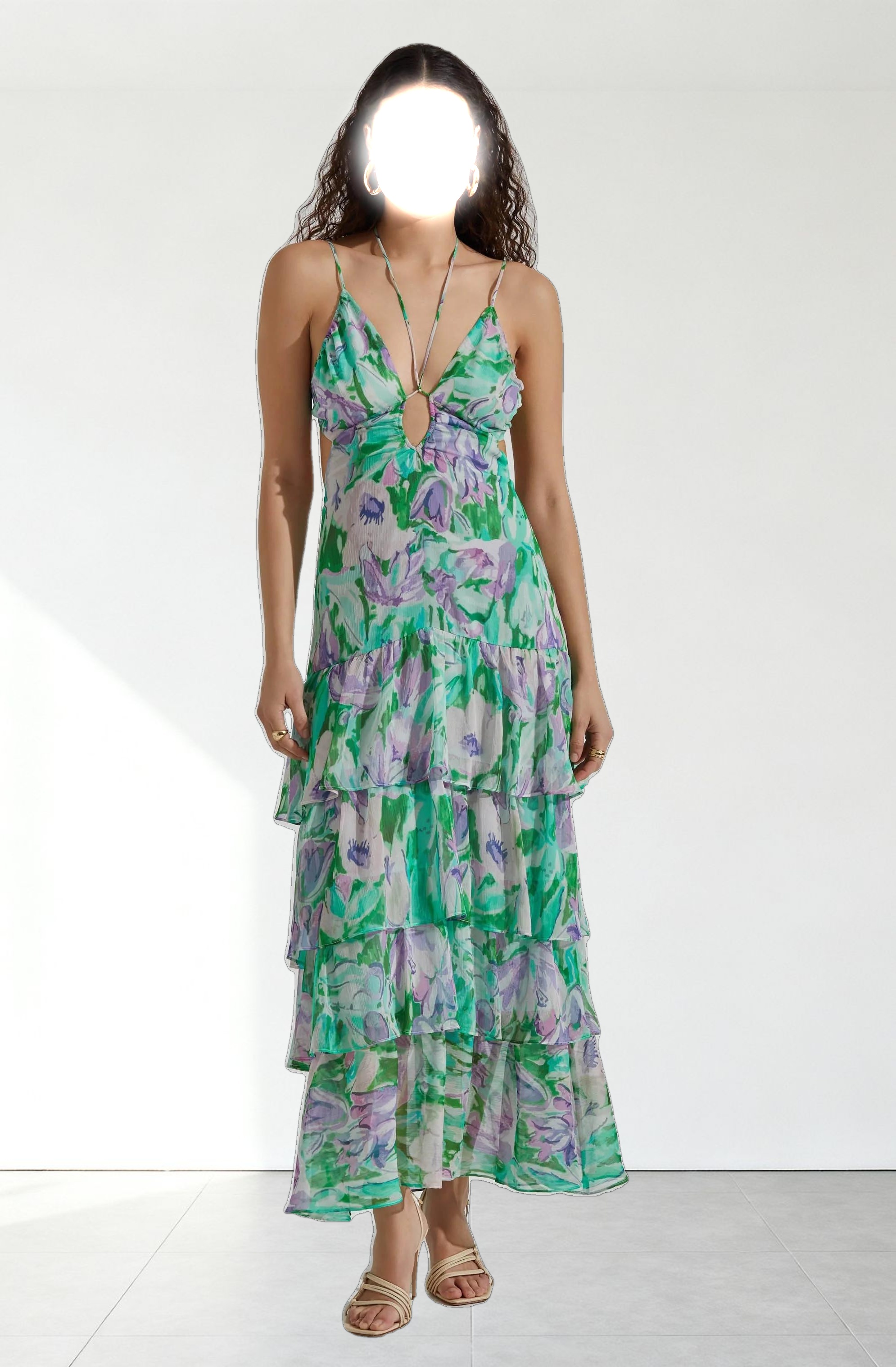Aneira Floral Tiered Maxi Dress