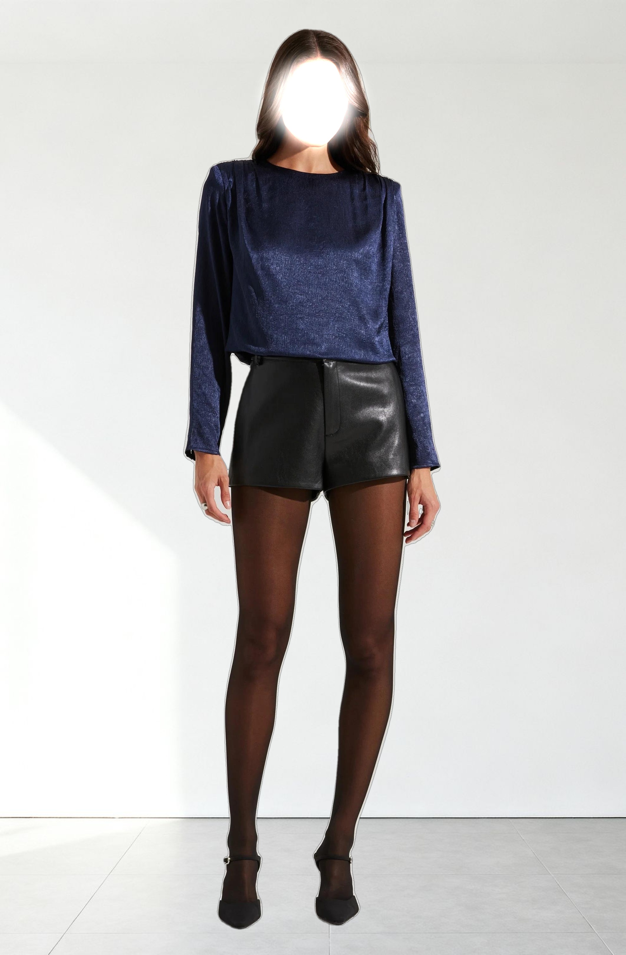 Aleannah Satin Long Sleeve Top