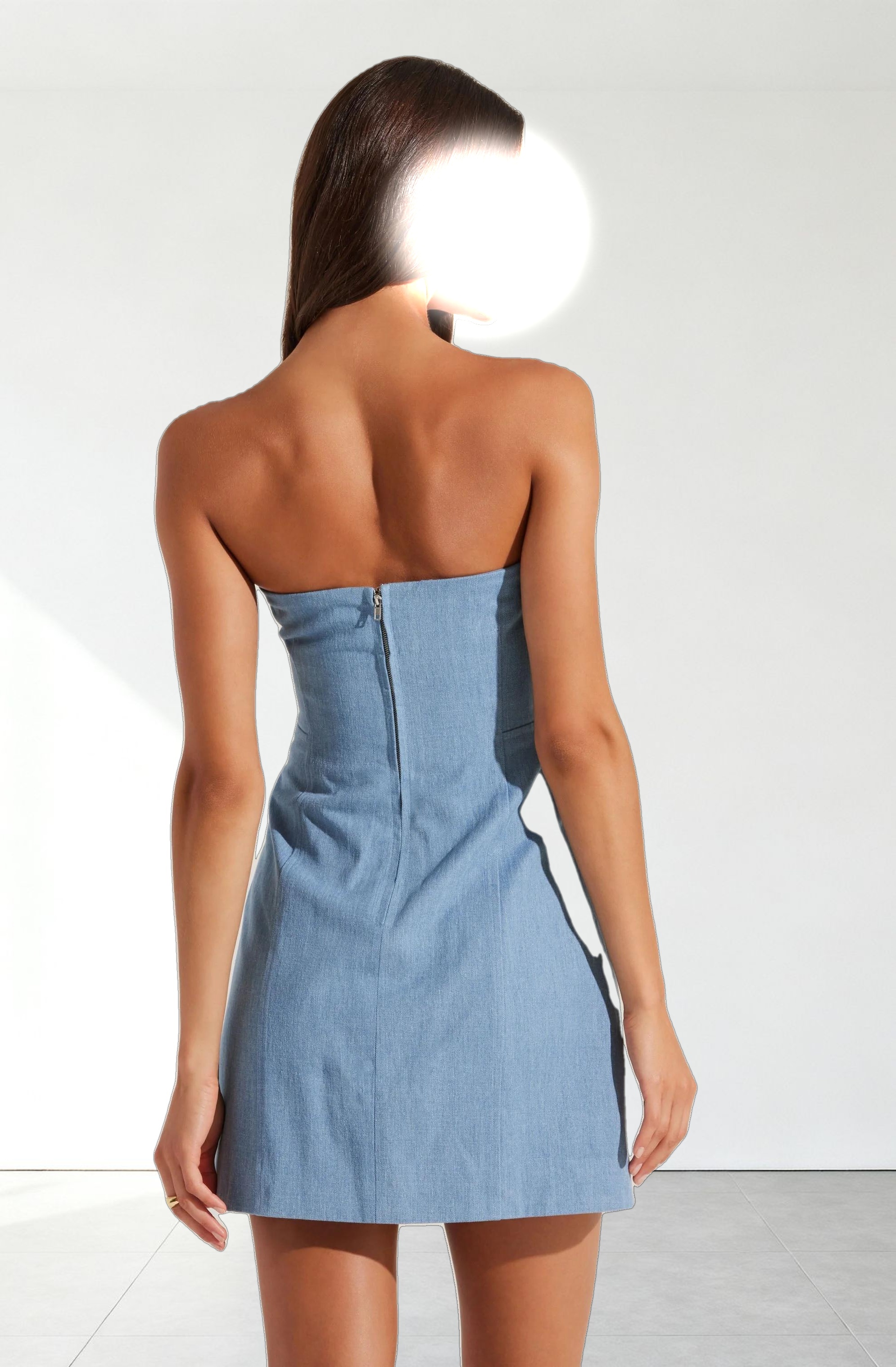 Mazzei Strapless Denim Mini Dress
