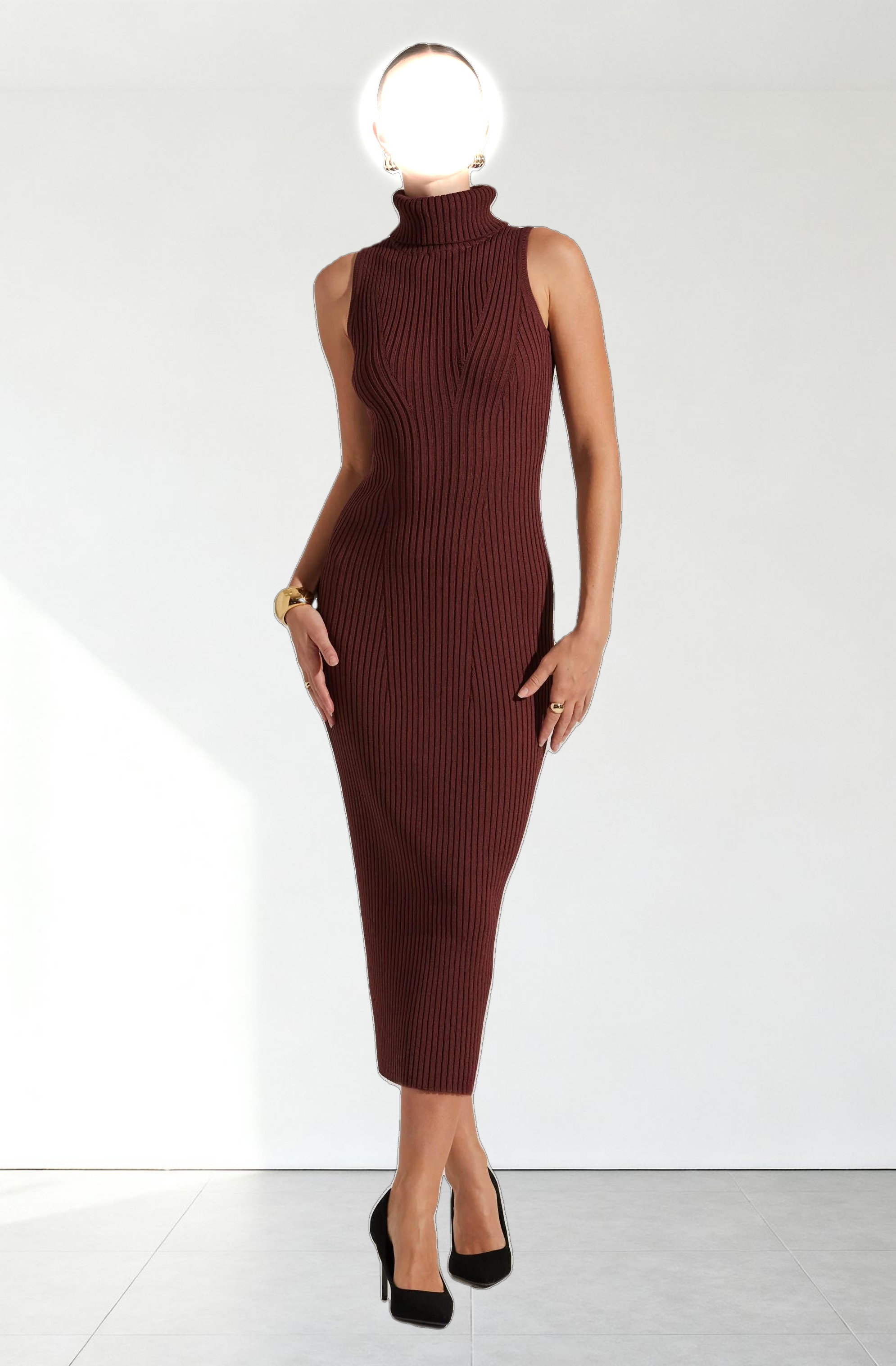 Channary Sleeveless Turtleneck Sweater Dress