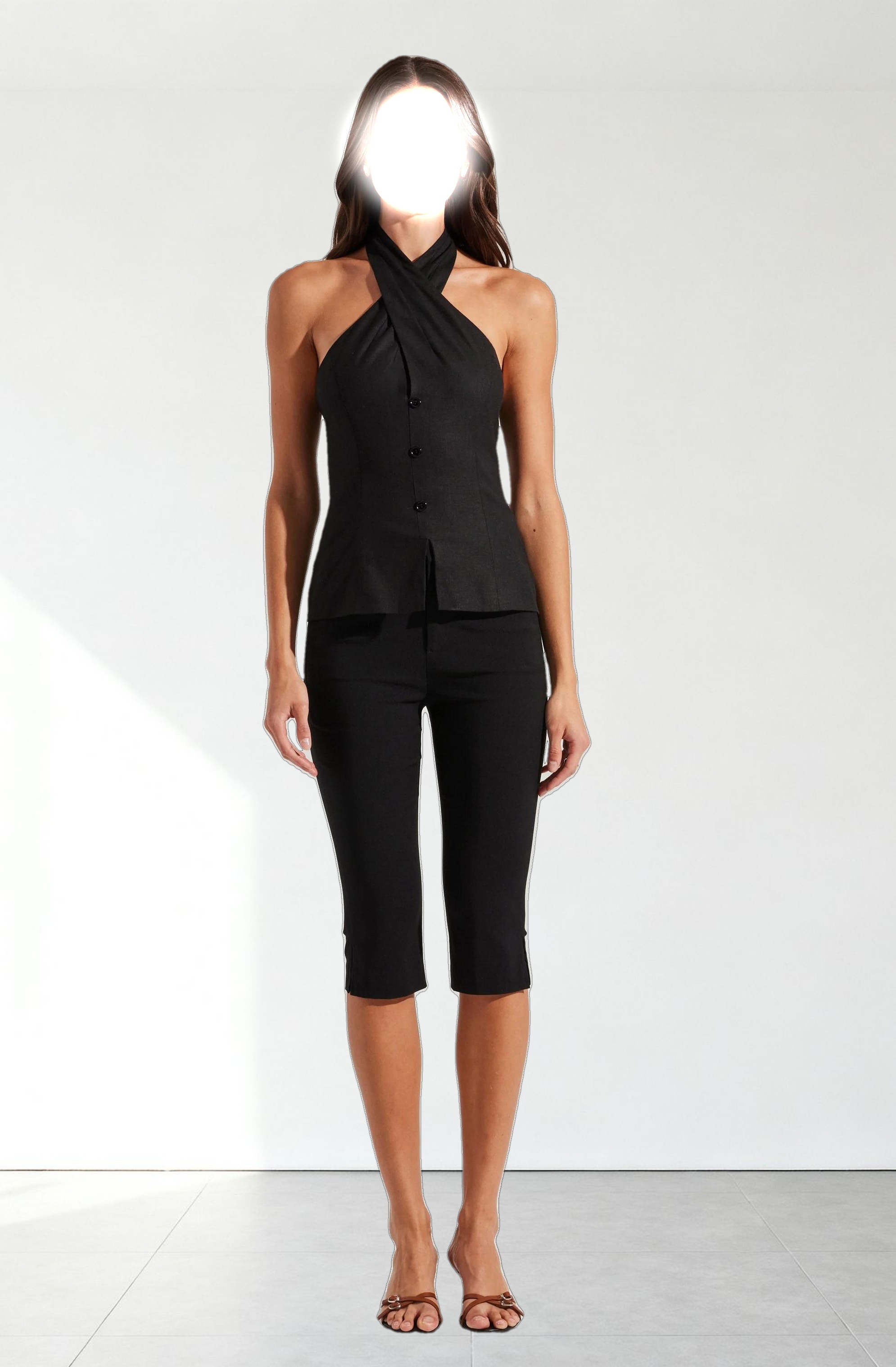 Yaritza Crossover Linen Blend Vest